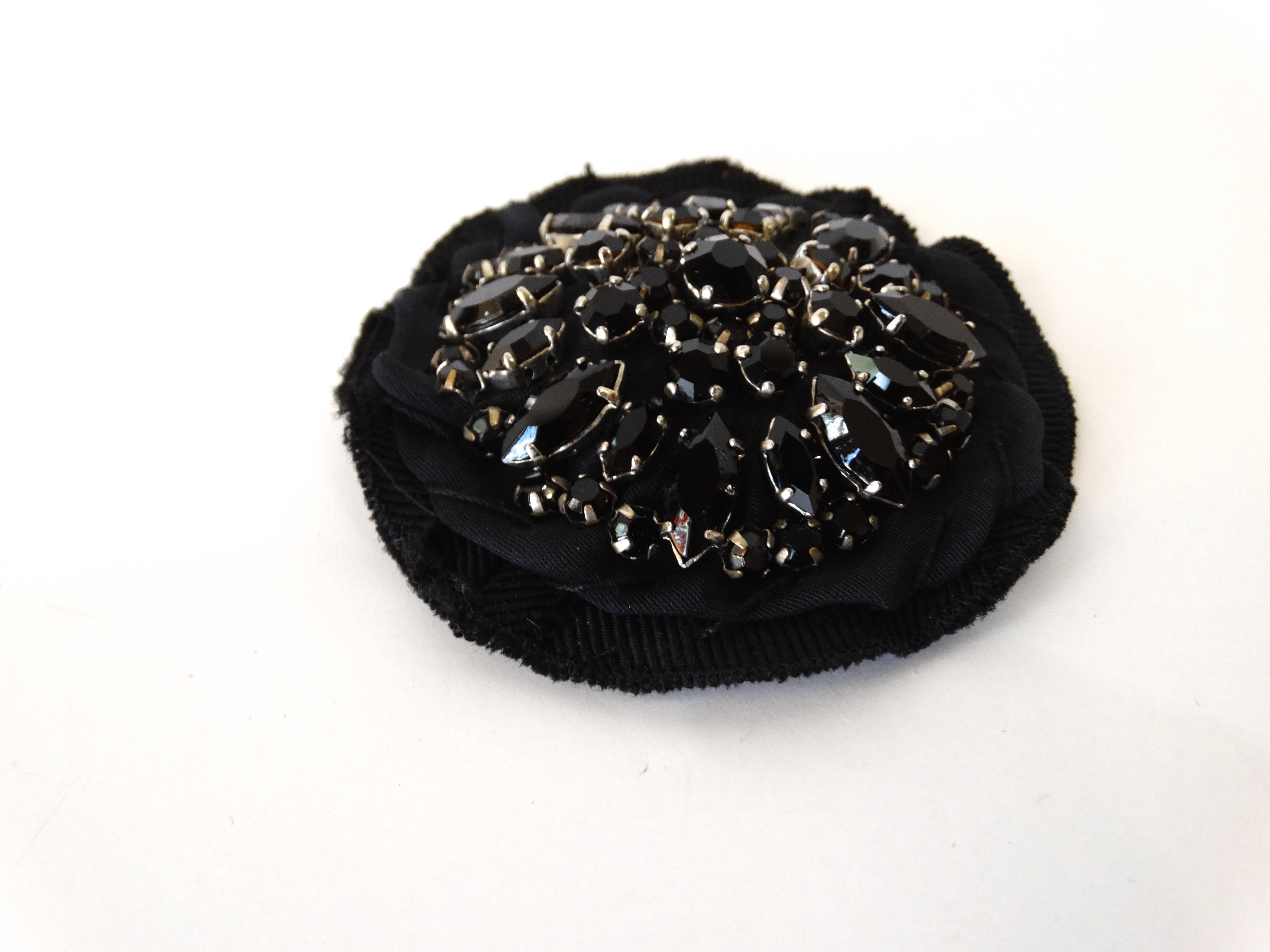 2003 Prada Black Jewel Floral Brooch 1