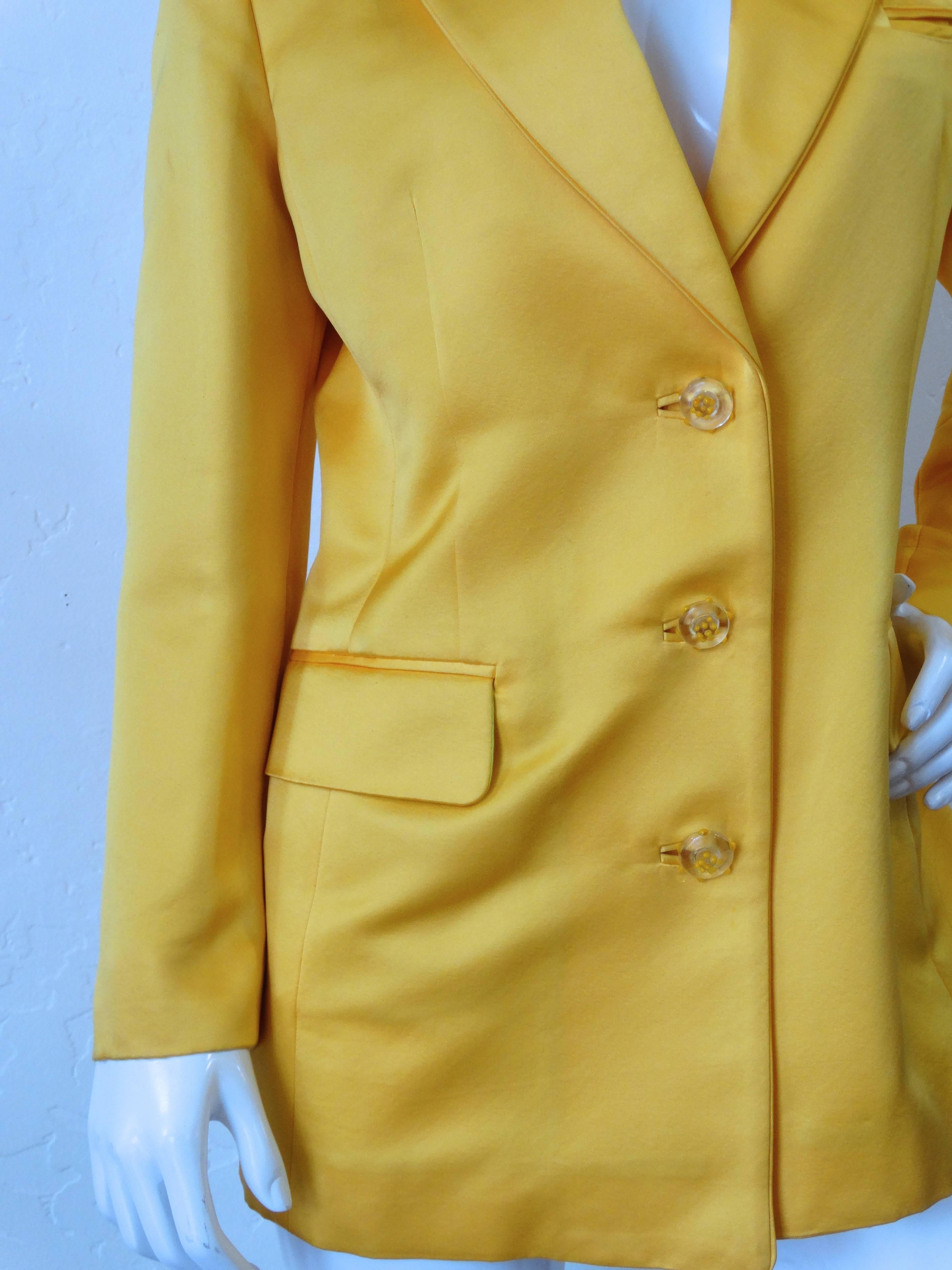 yellow satin blazer