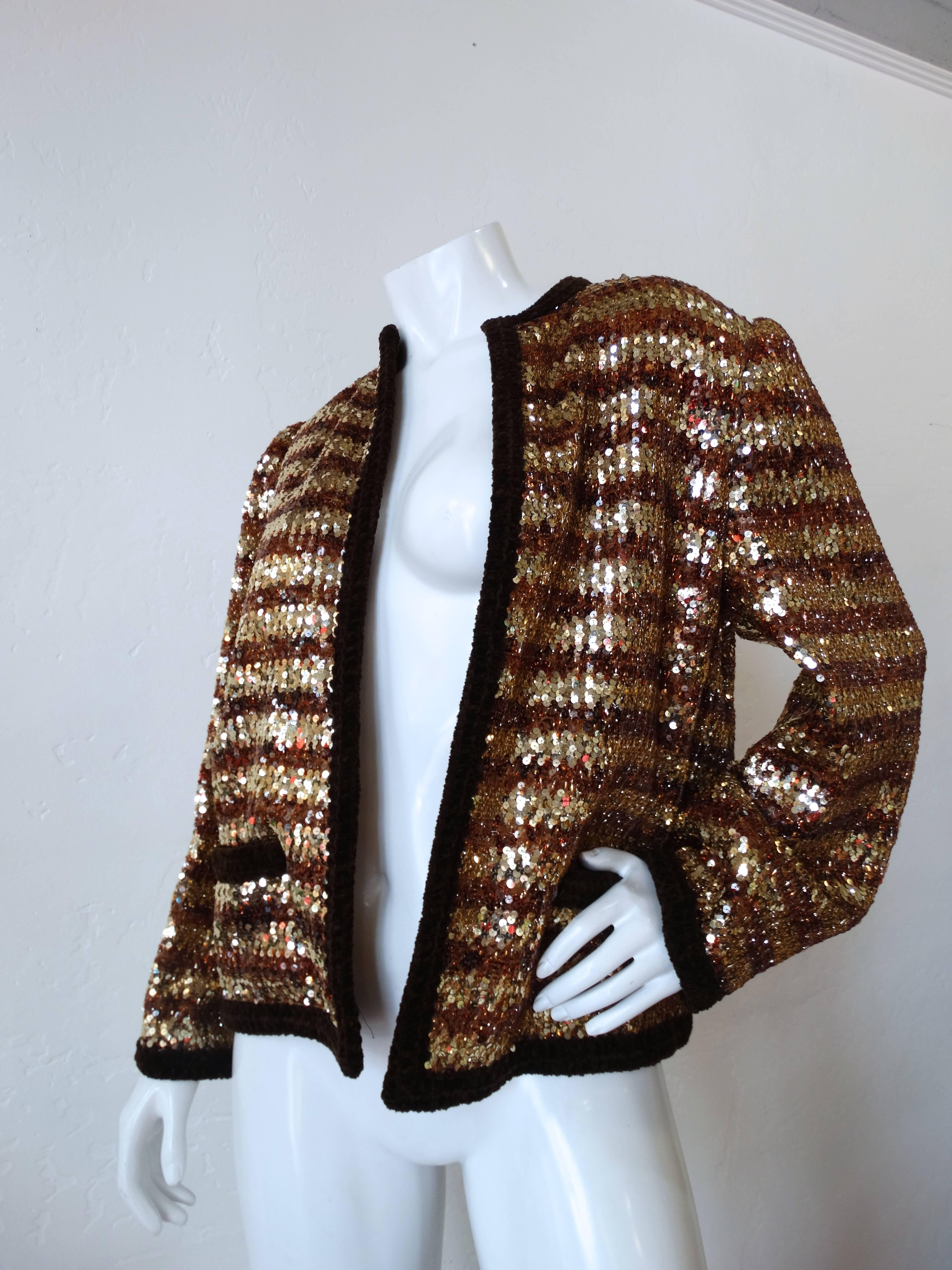 1980s Givenchy Sequin Stripe Jacket In Excellent Condition For Sale In Scottsdale, AZ