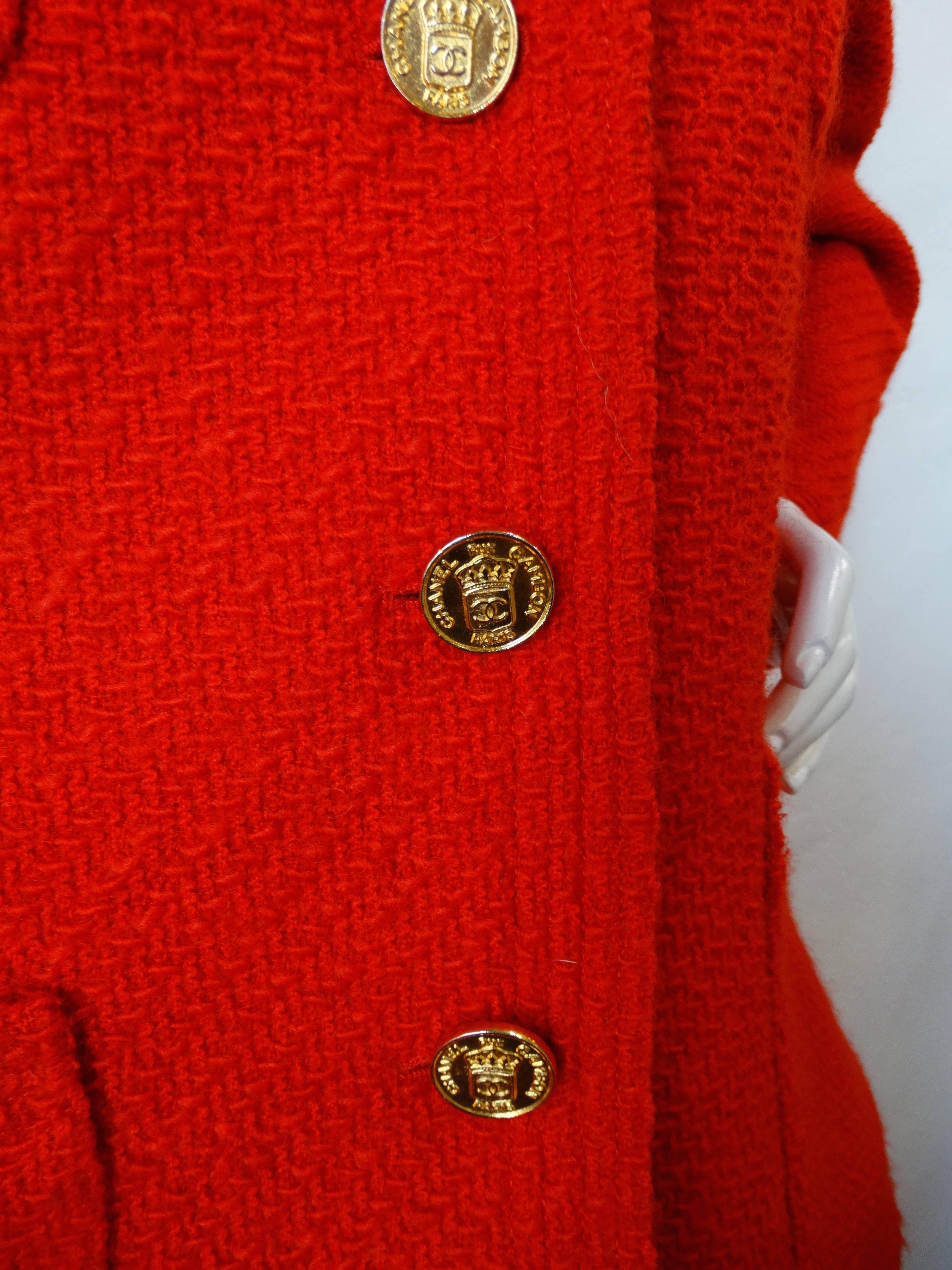 Women's 1990s Chanel Lipstick Red Tweed Jacket