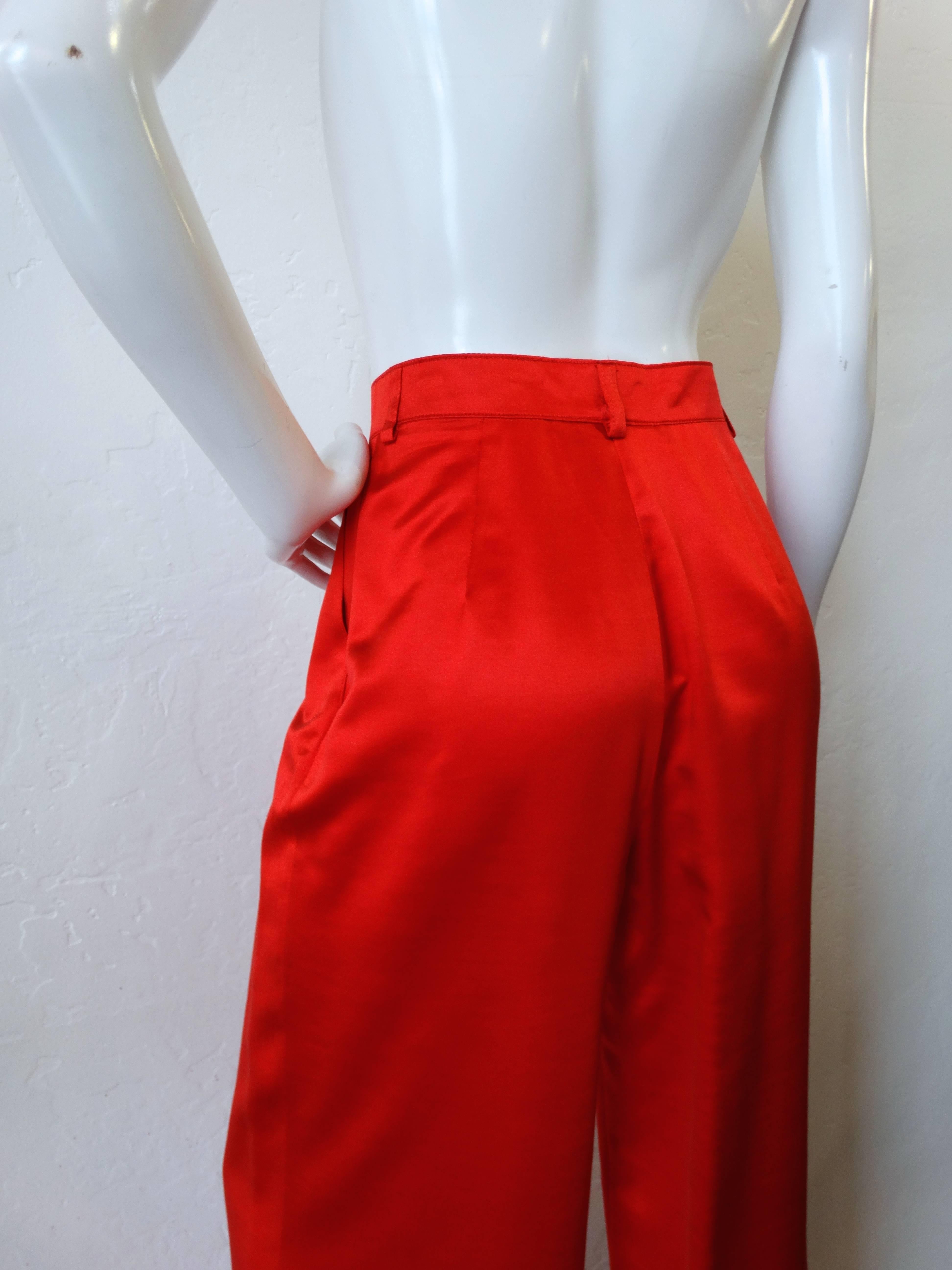 silk red trousers