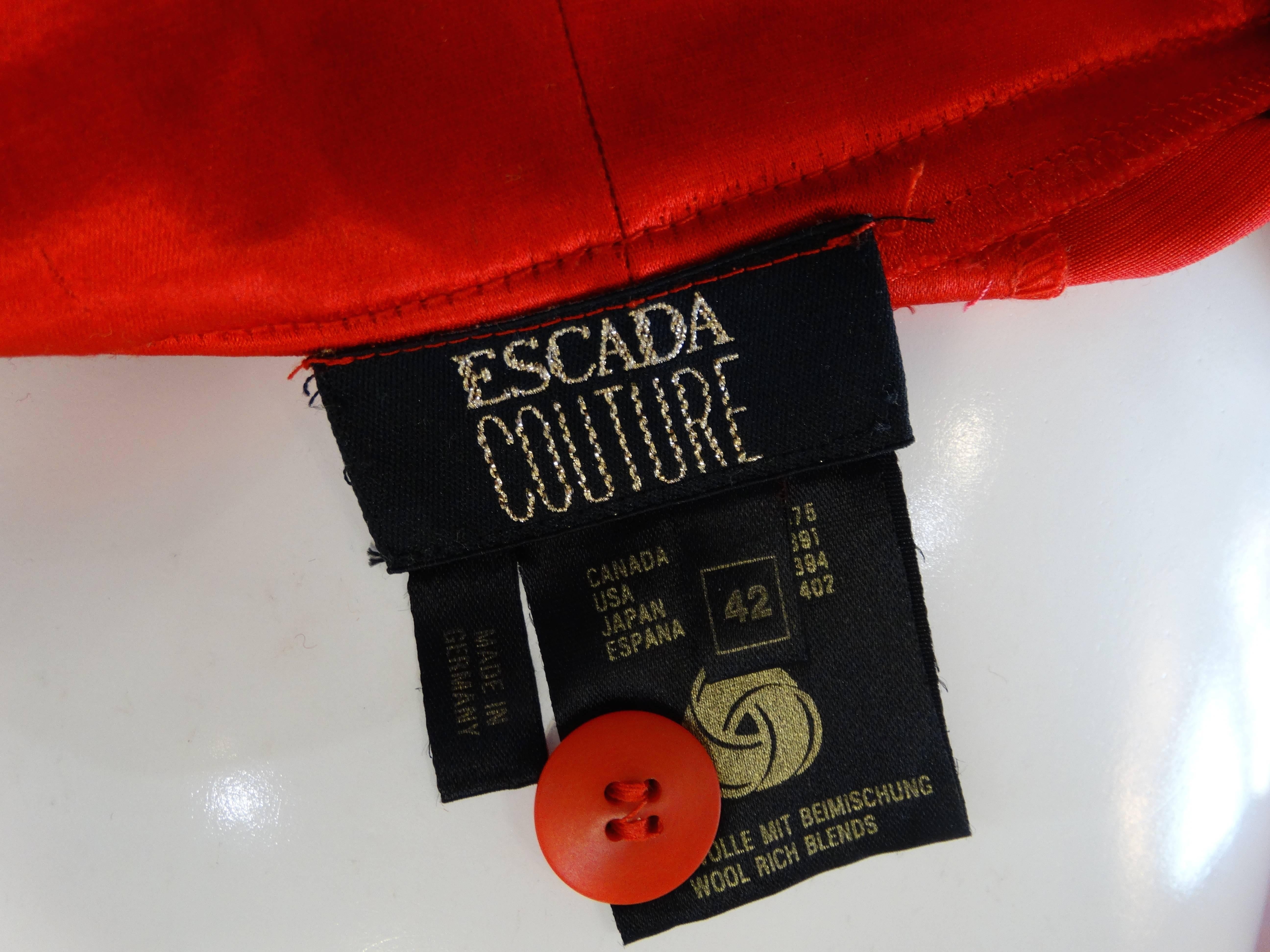 1980s Escada Couture Red Silk Wide Leg Trouser In Excellent Condition In Scottsdale, AZ