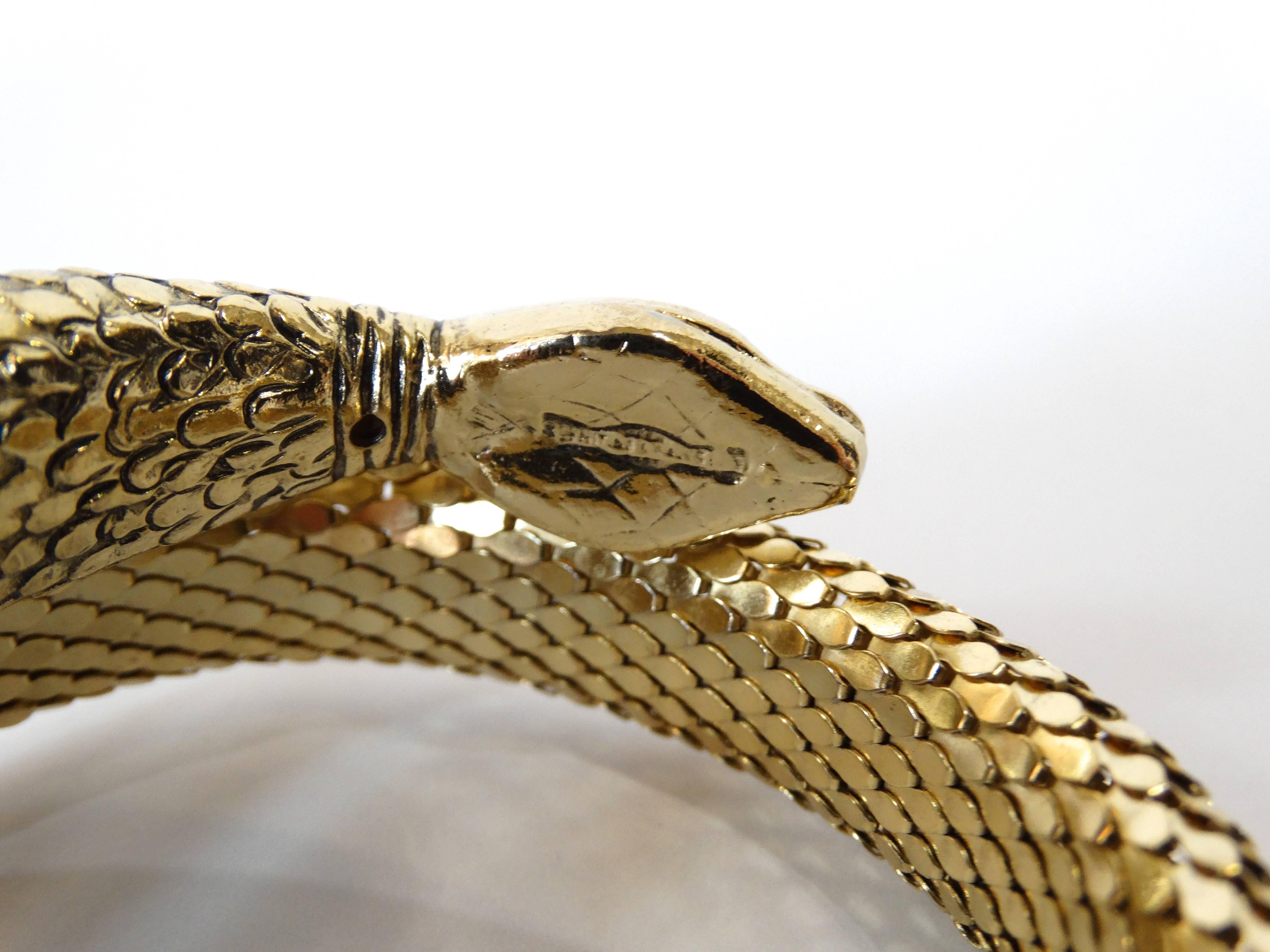 whiting and davis gold tone coiled snake bracelet