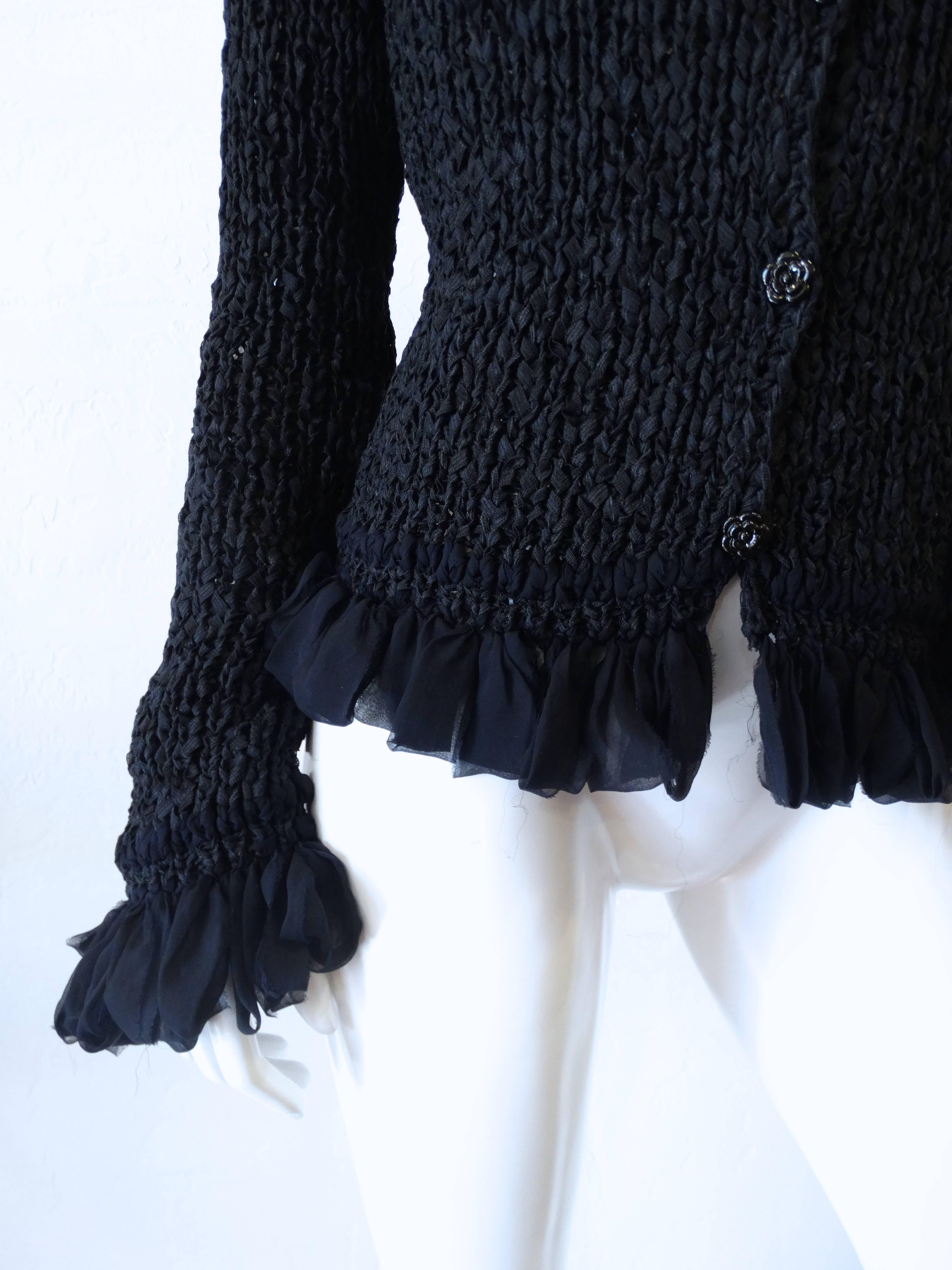 2002 Chanel Cruise Black Crochet Sweater 3