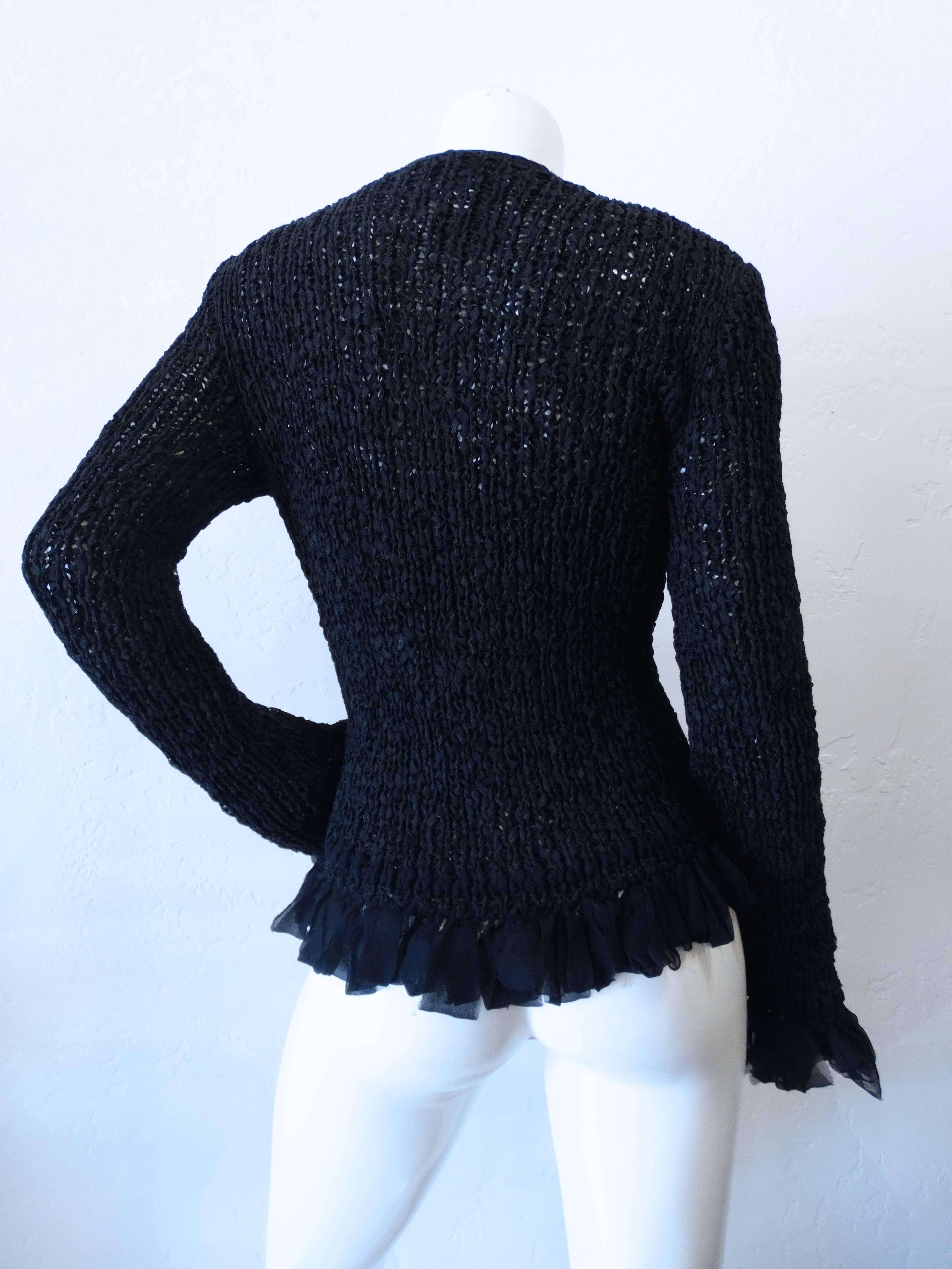 2002 Chanel Cruise Black Crochet Sweater In Excellent Condition In Scottsdale, AZ