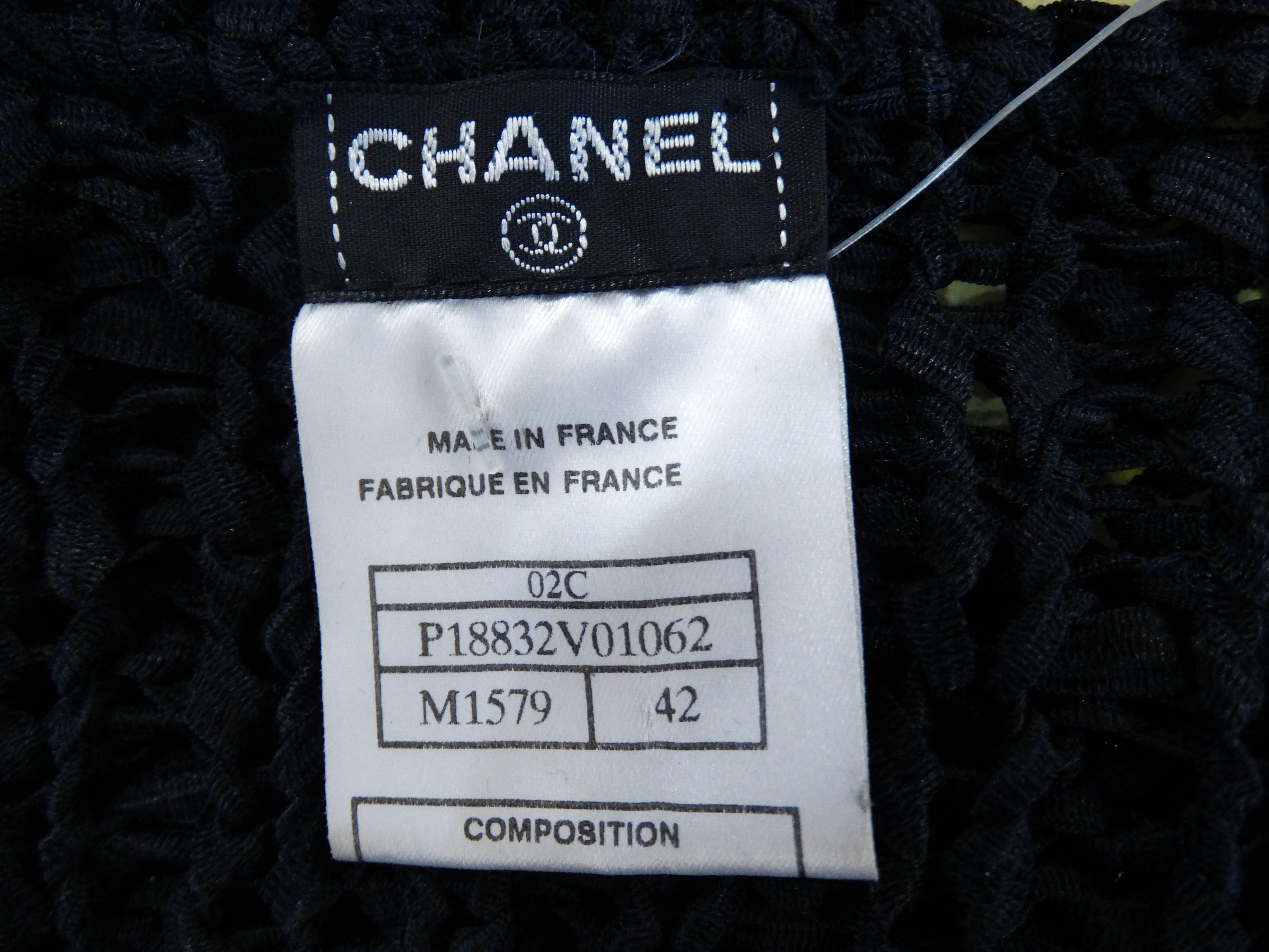 Women's 2002 Chanel Cruise Black Crochet Sweater