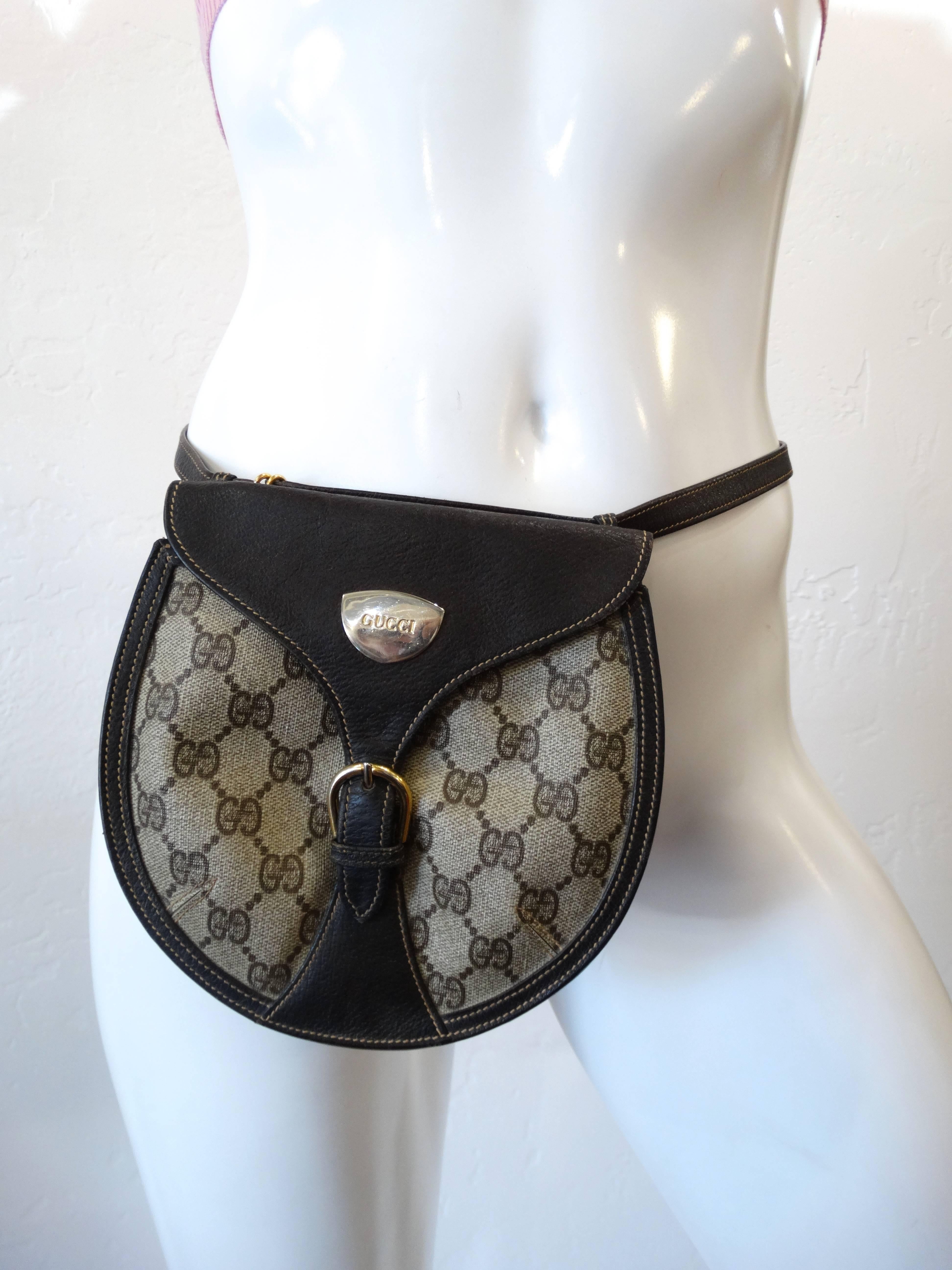 Black 1980s Gucci Belt Satchel Bag