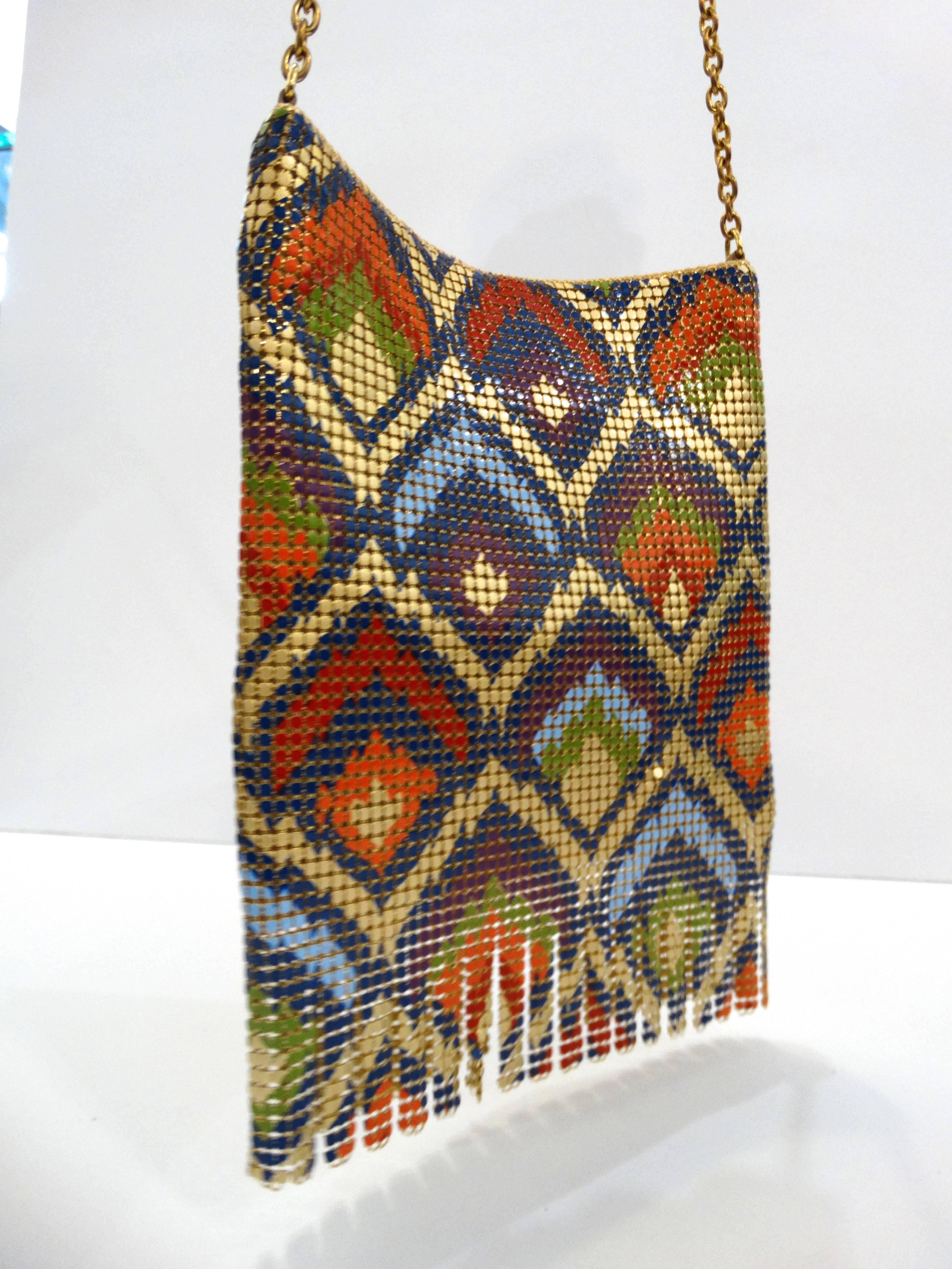 2000s Whiting & Davis Mesh Printed Bag In Excellent Condition In Scottsdale, AZ