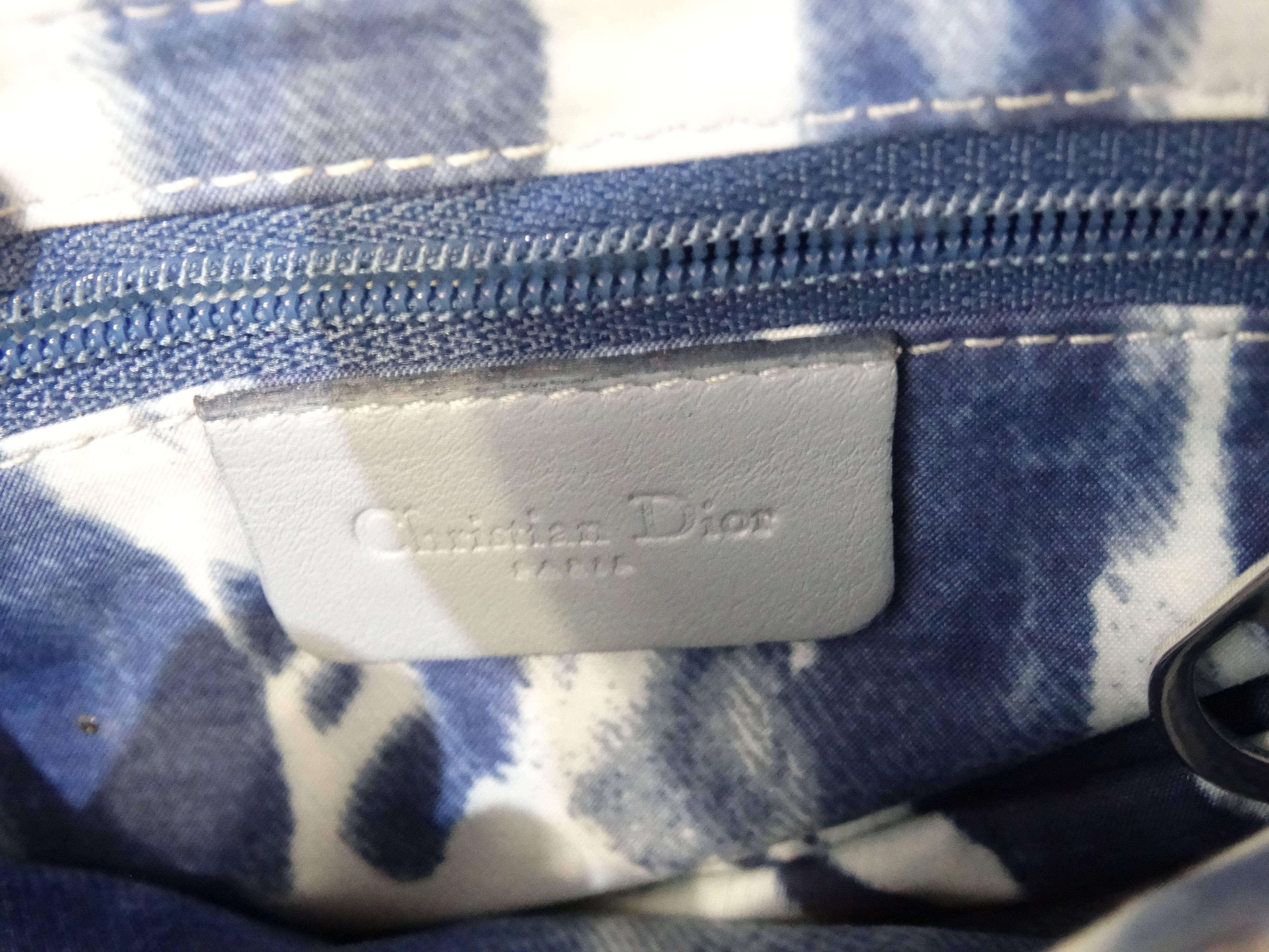 Christian Dior 'Saddle' Bag in Pastellblau in Strauß mit Strass-CD-Hardware 1