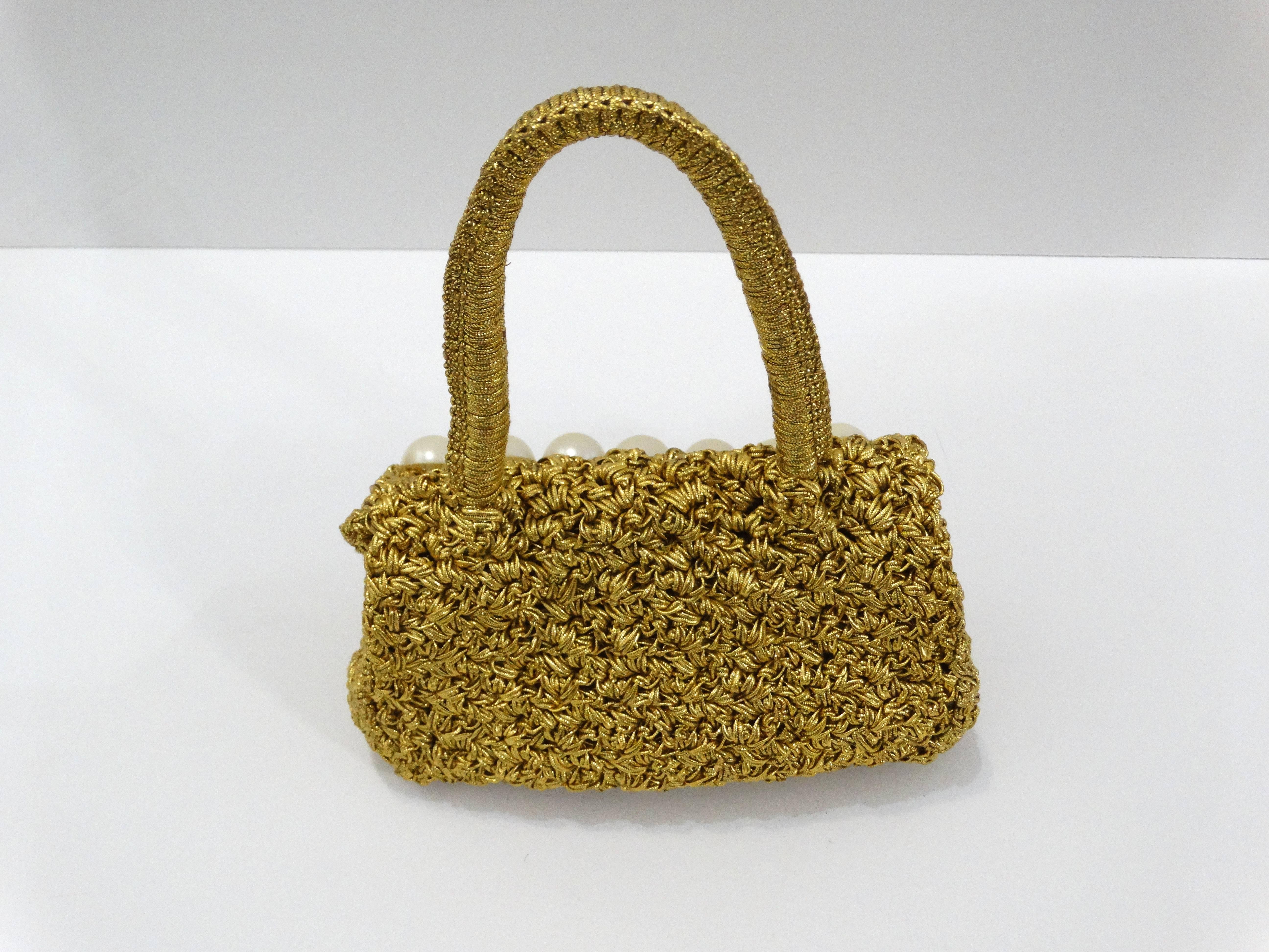 gold crochet bag