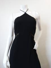 Stunning 1980s Black Sequin Halter Gown