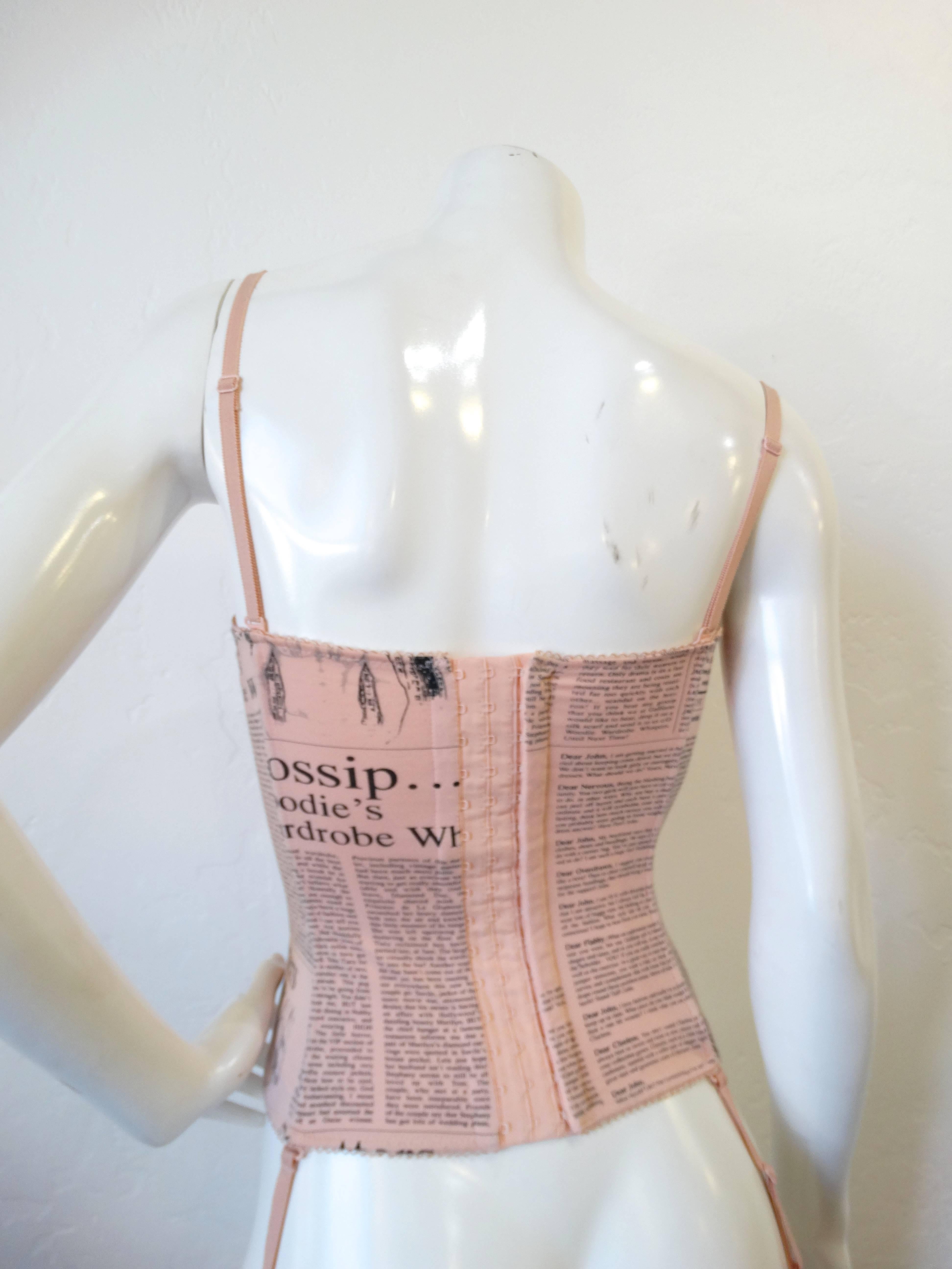 Beige 2000s John Galliano Newsprint Corset