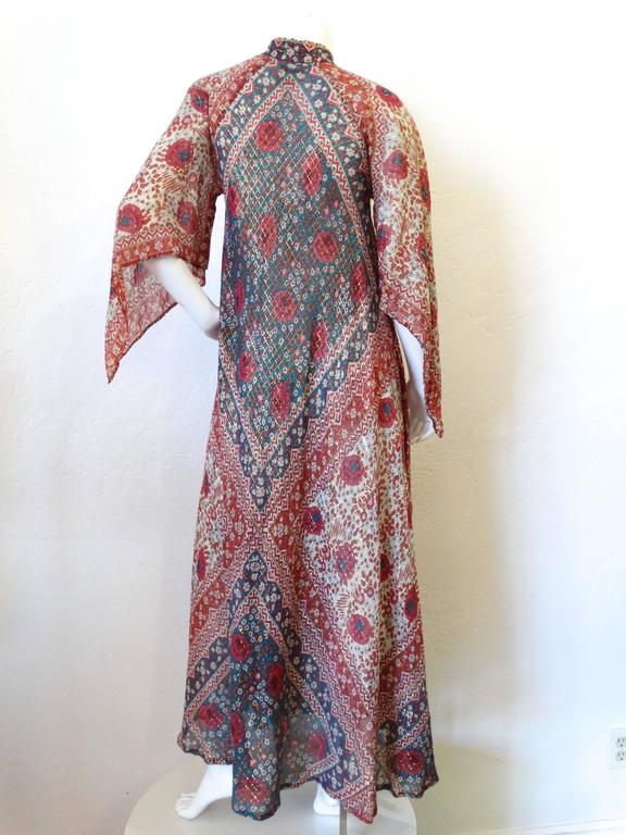 1970s Angel Sleeve Adini Maxi Gown at 1stDibs