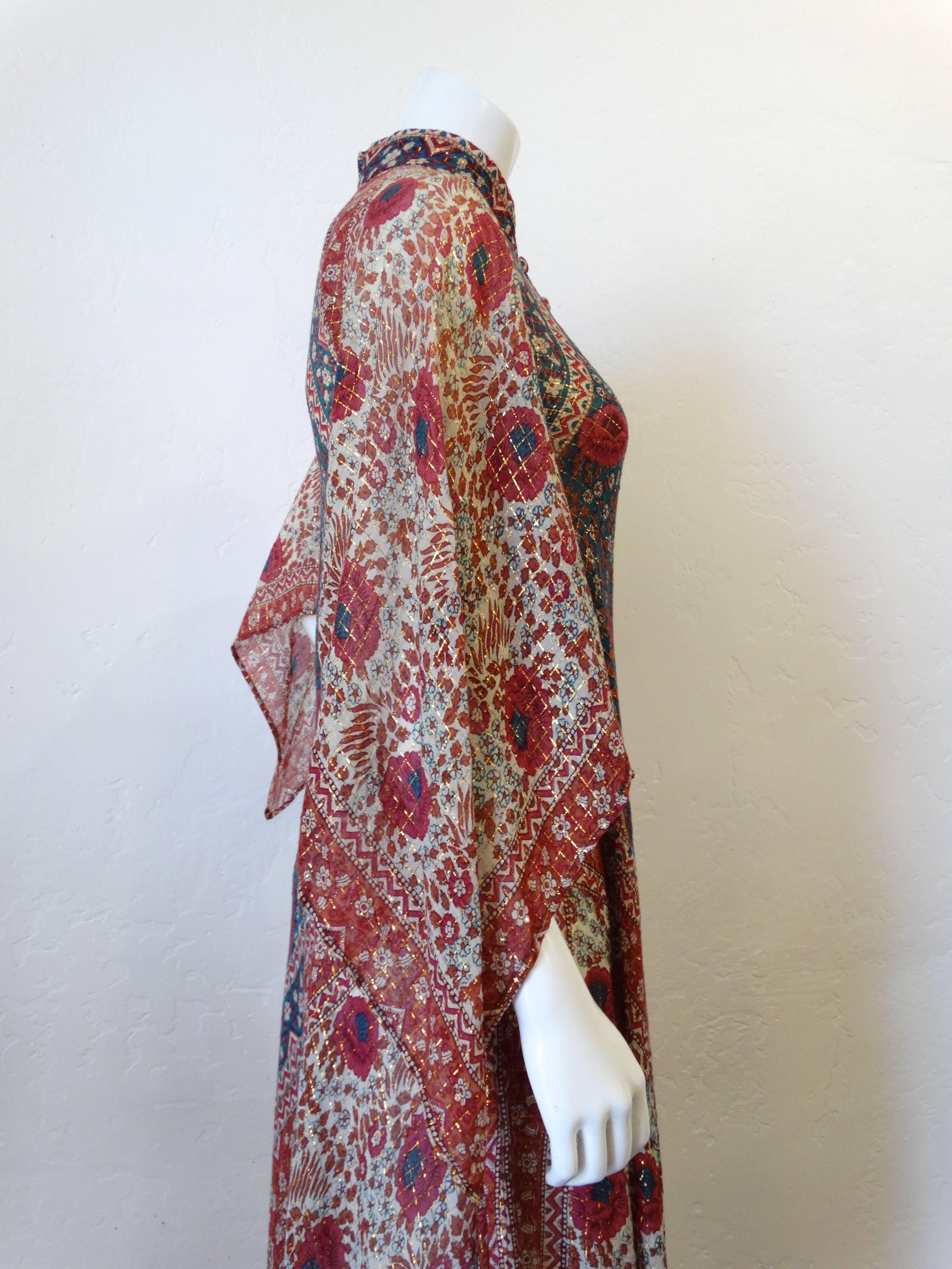 1970s Angel Sleeve Adini Maxi Gown In Excellent Condition In Scottsdale, AZ