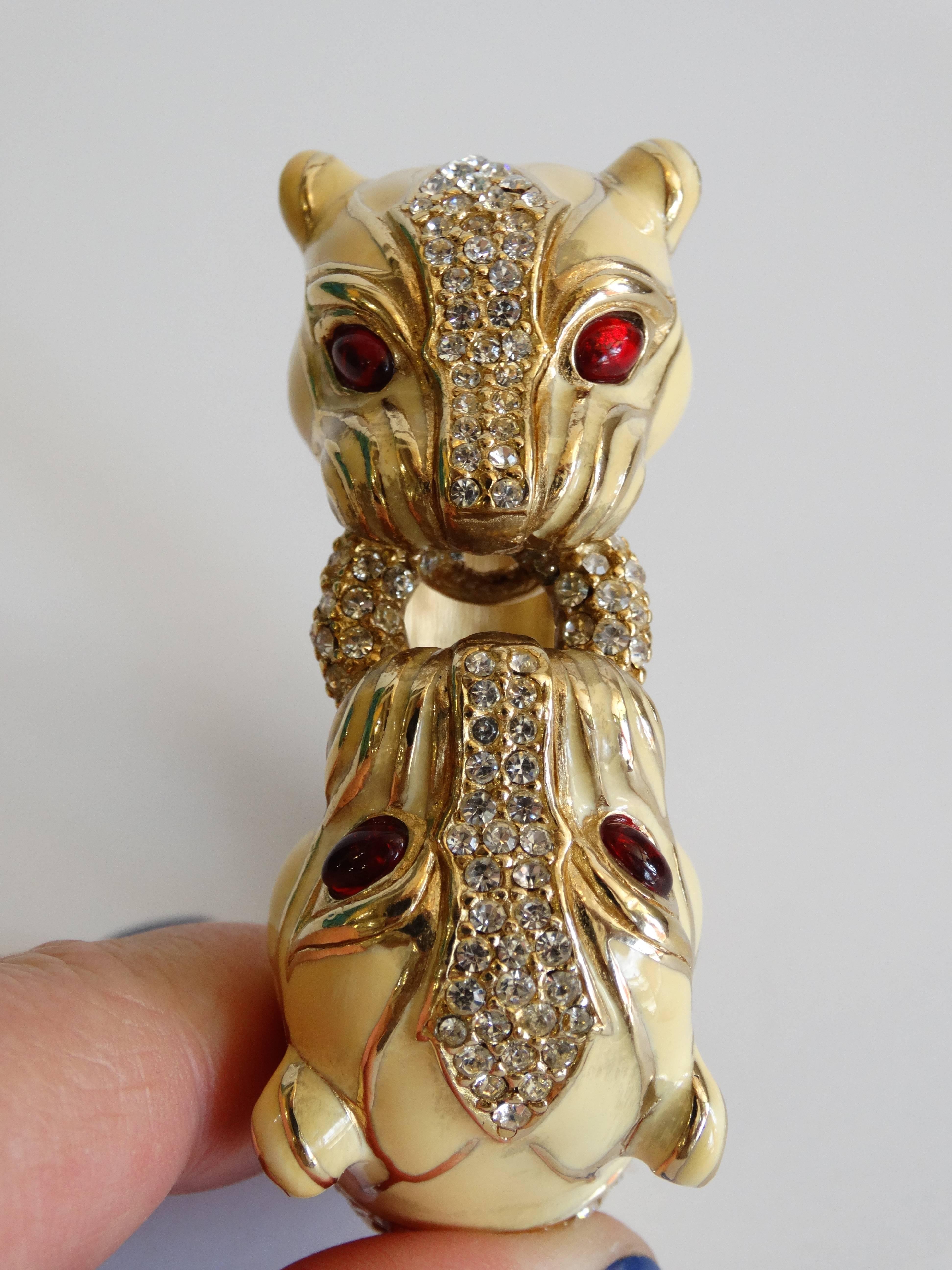 1970s Ciner Double Headed Panther Jeweled Bracelet 4
