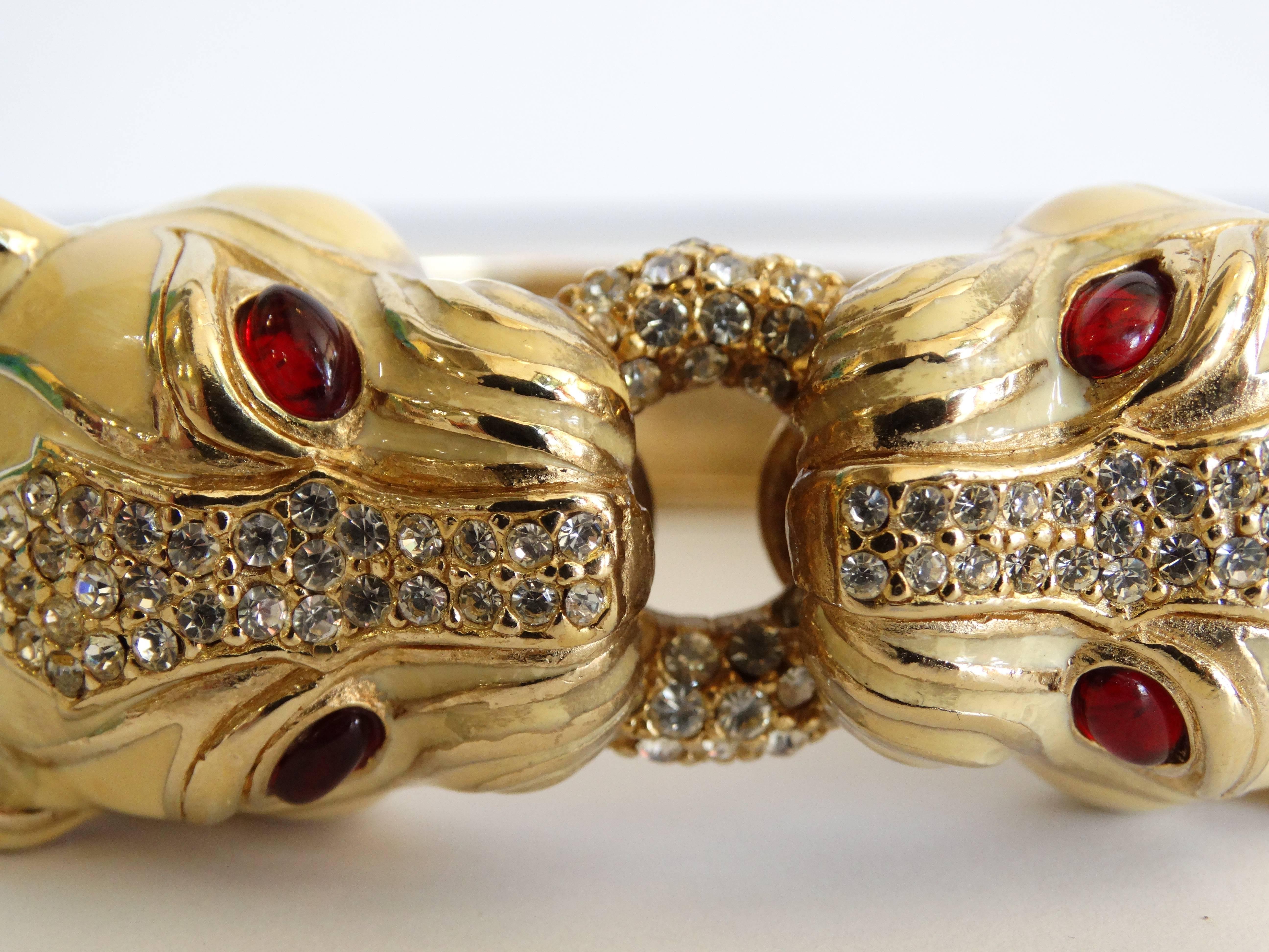1970s Ciner Double Headed Panther Jeweled Bracelet 5