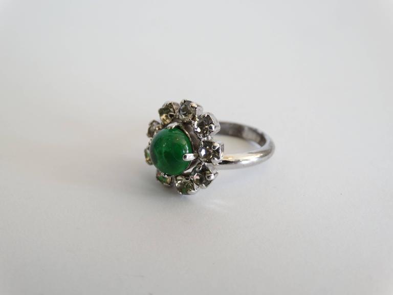 1960s Christian Dior Diamanté And Emerald Cocktail Ring at 1stDibs ...