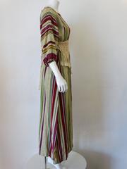 1970s Macrame Striped Maxi Dress