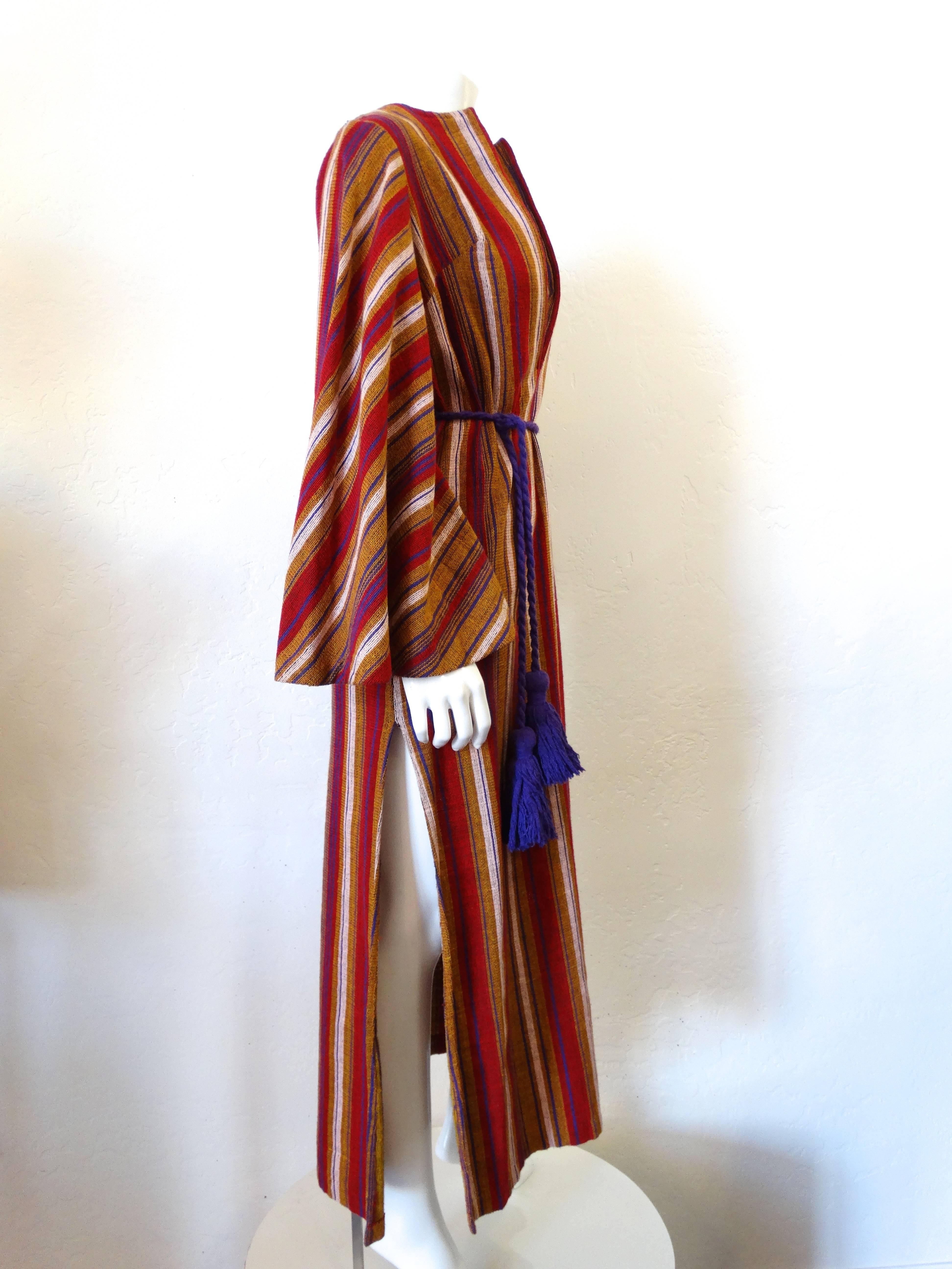 Brown 1970s Bell Sleeve Striped Rikma Dress