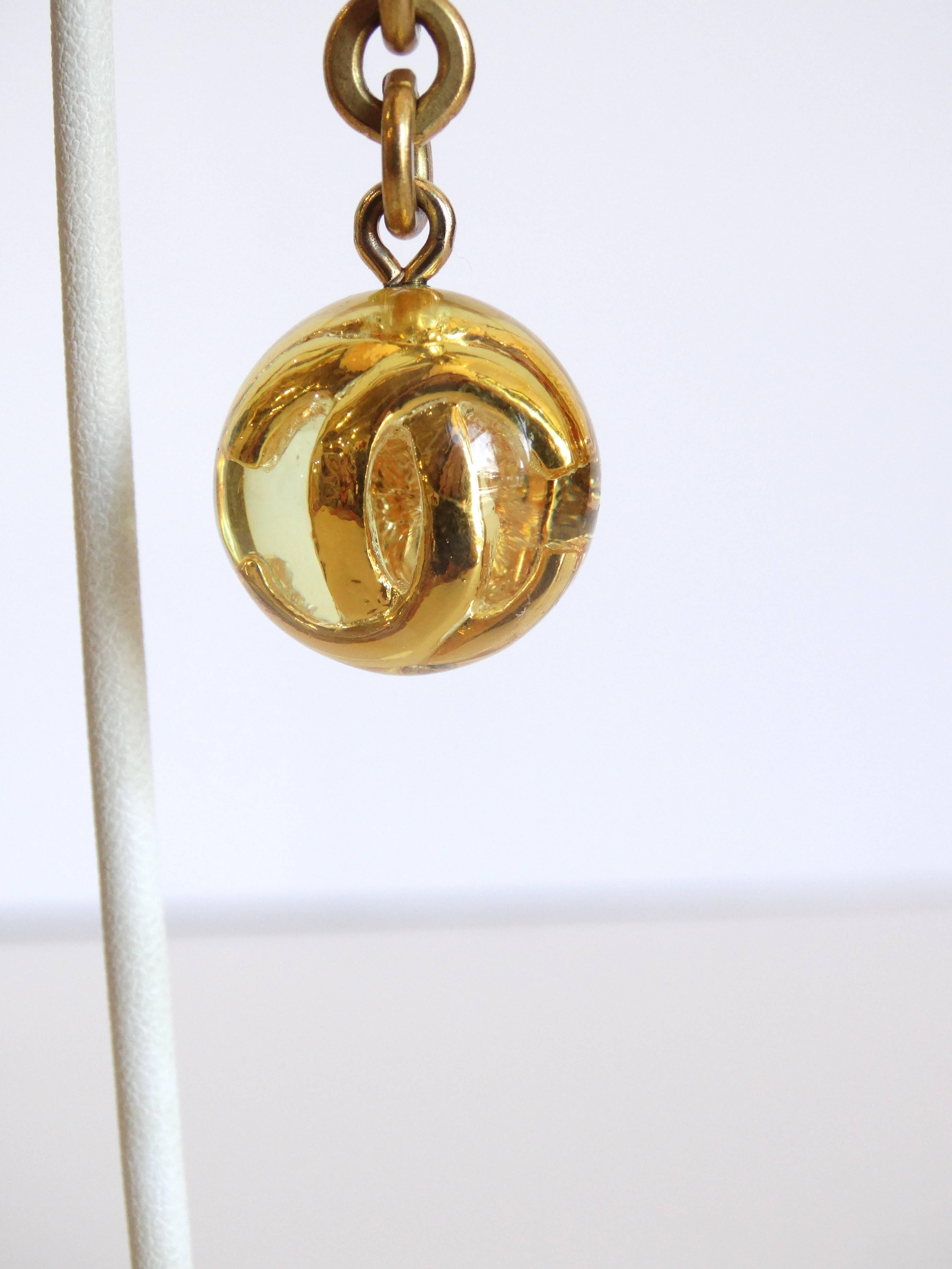 1980s Chanel Lucite CC Ball Drop Earrings 4