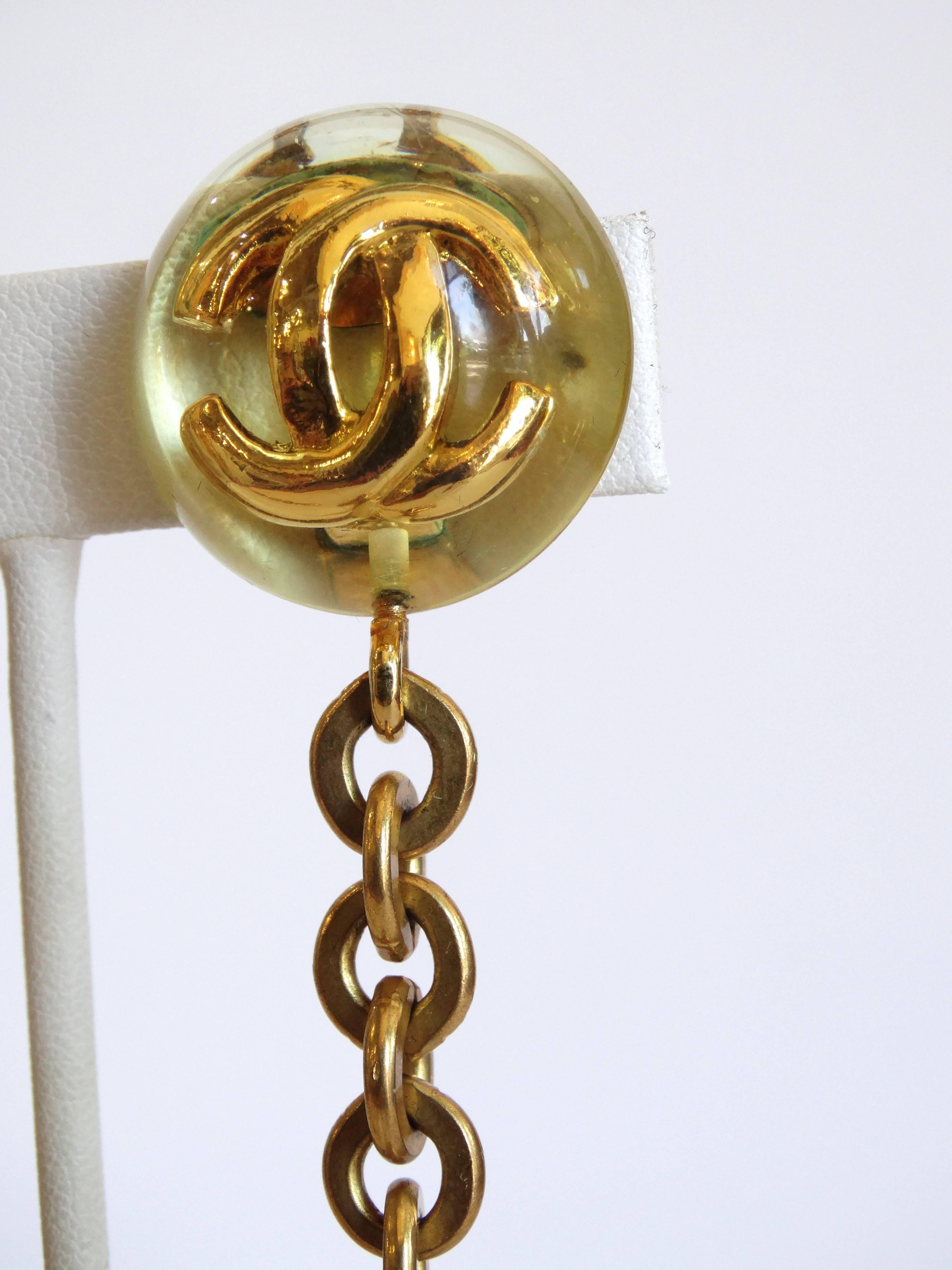 1980s Chanel Lucite CC Ball Drop Earrings 5
