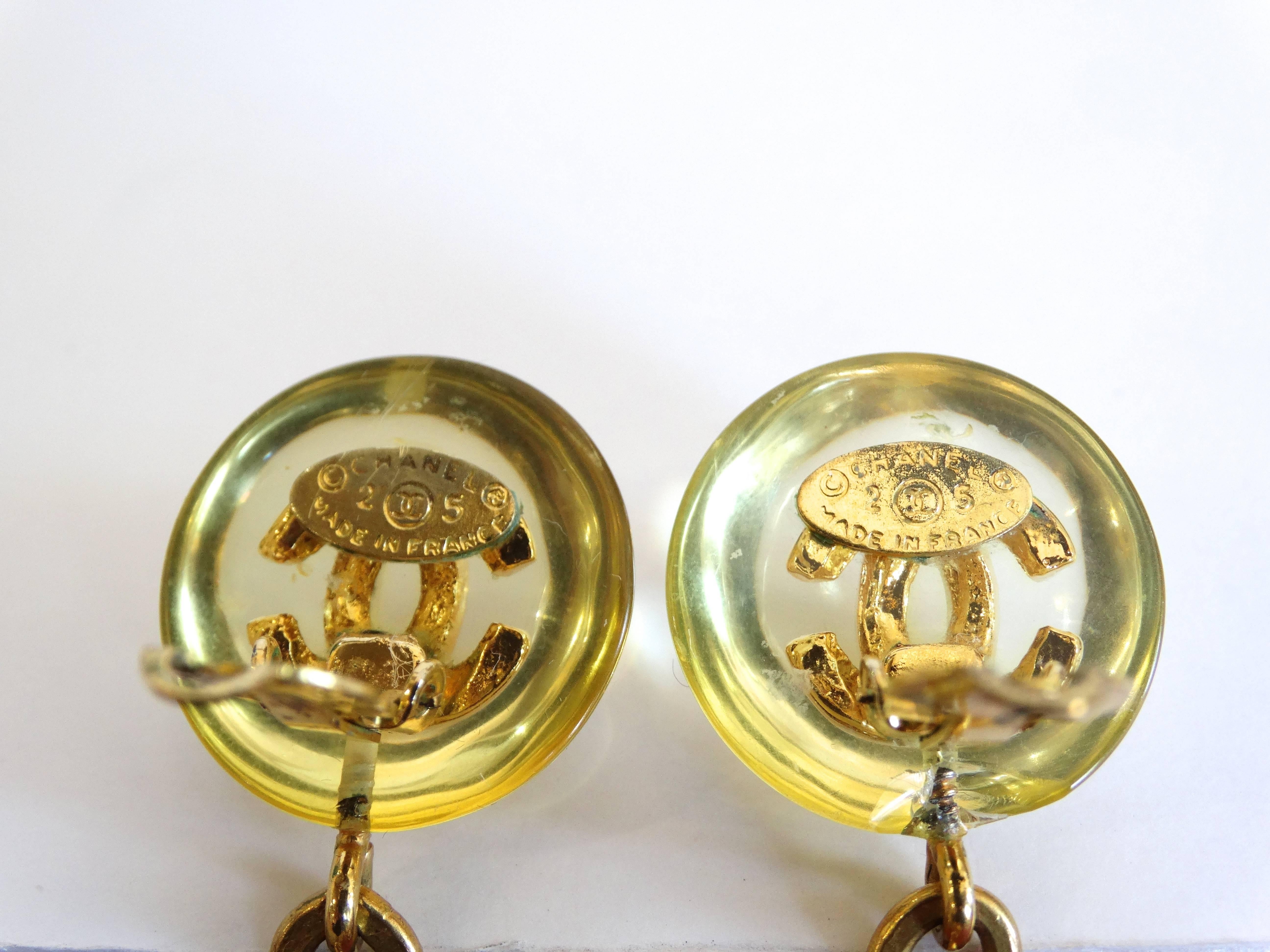 1980s Chanel Lucite CC Ball Drop Earrings 6