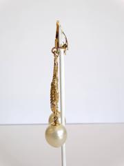 Massive 1980s Chanel Lizard Pearl Earrings