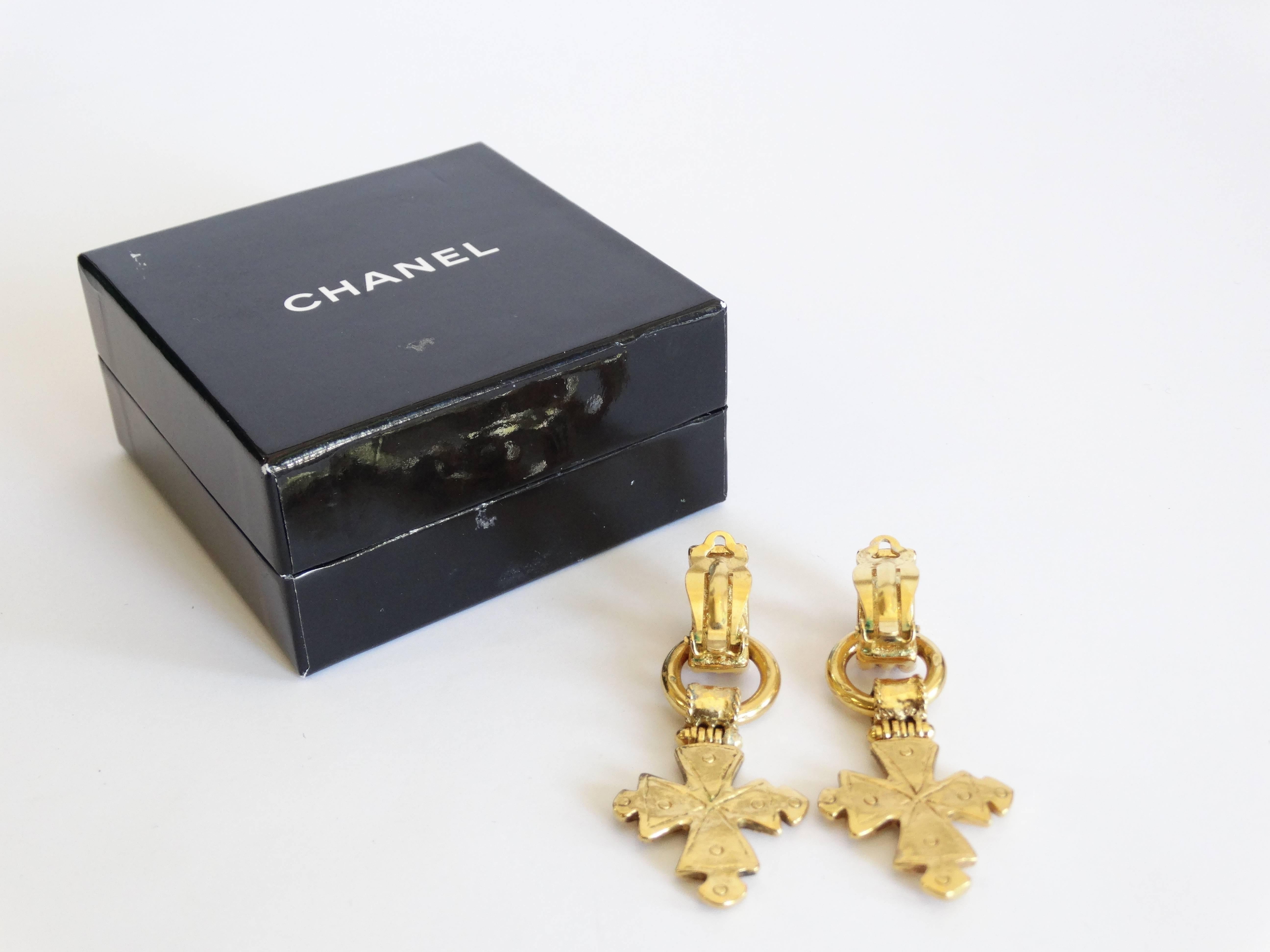 1994 CC Chanel Cross Earrings In Excellent Condition In Scottsdale, AZ