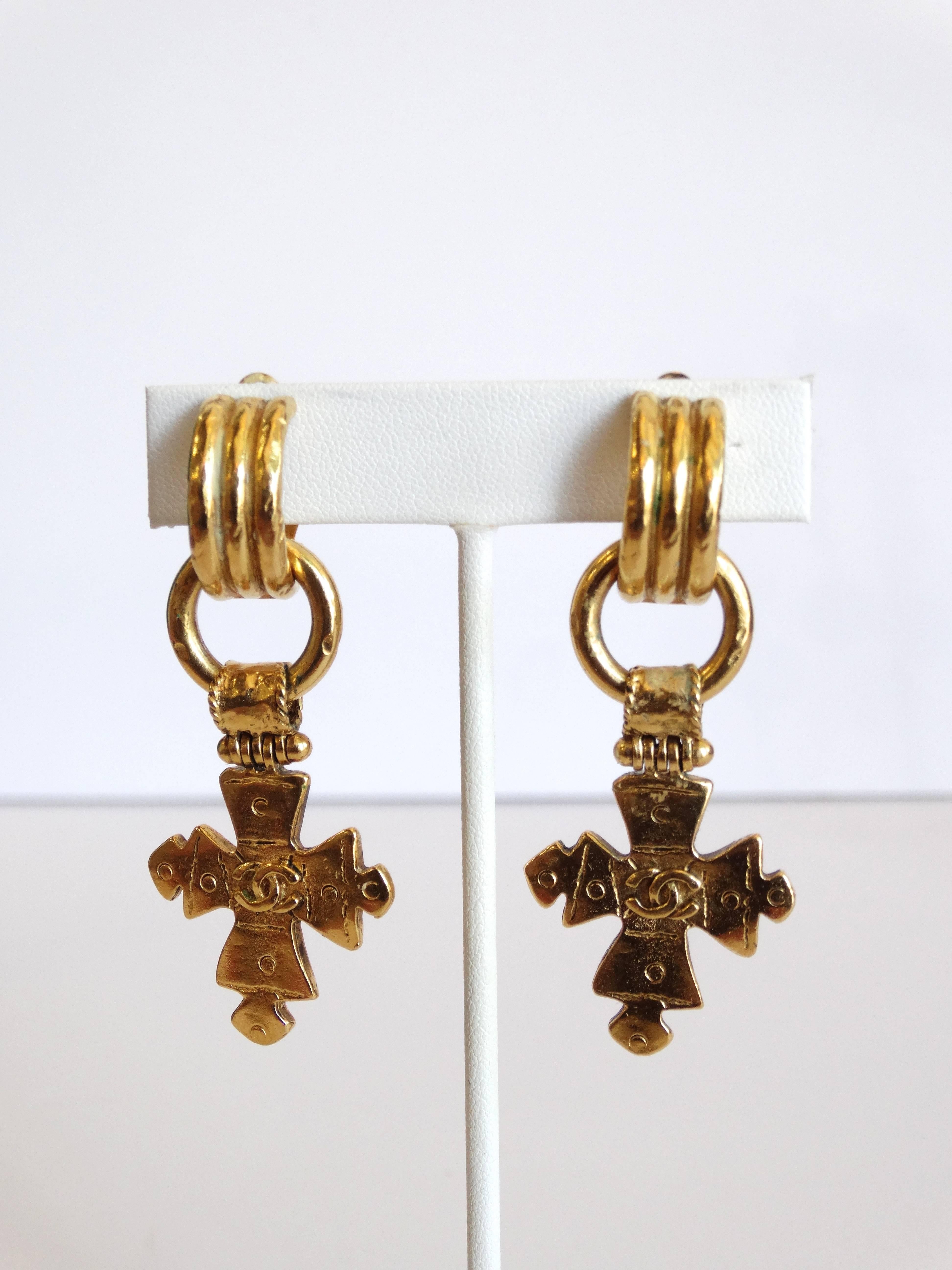 1994 CC Chanel Cross Earrings 1