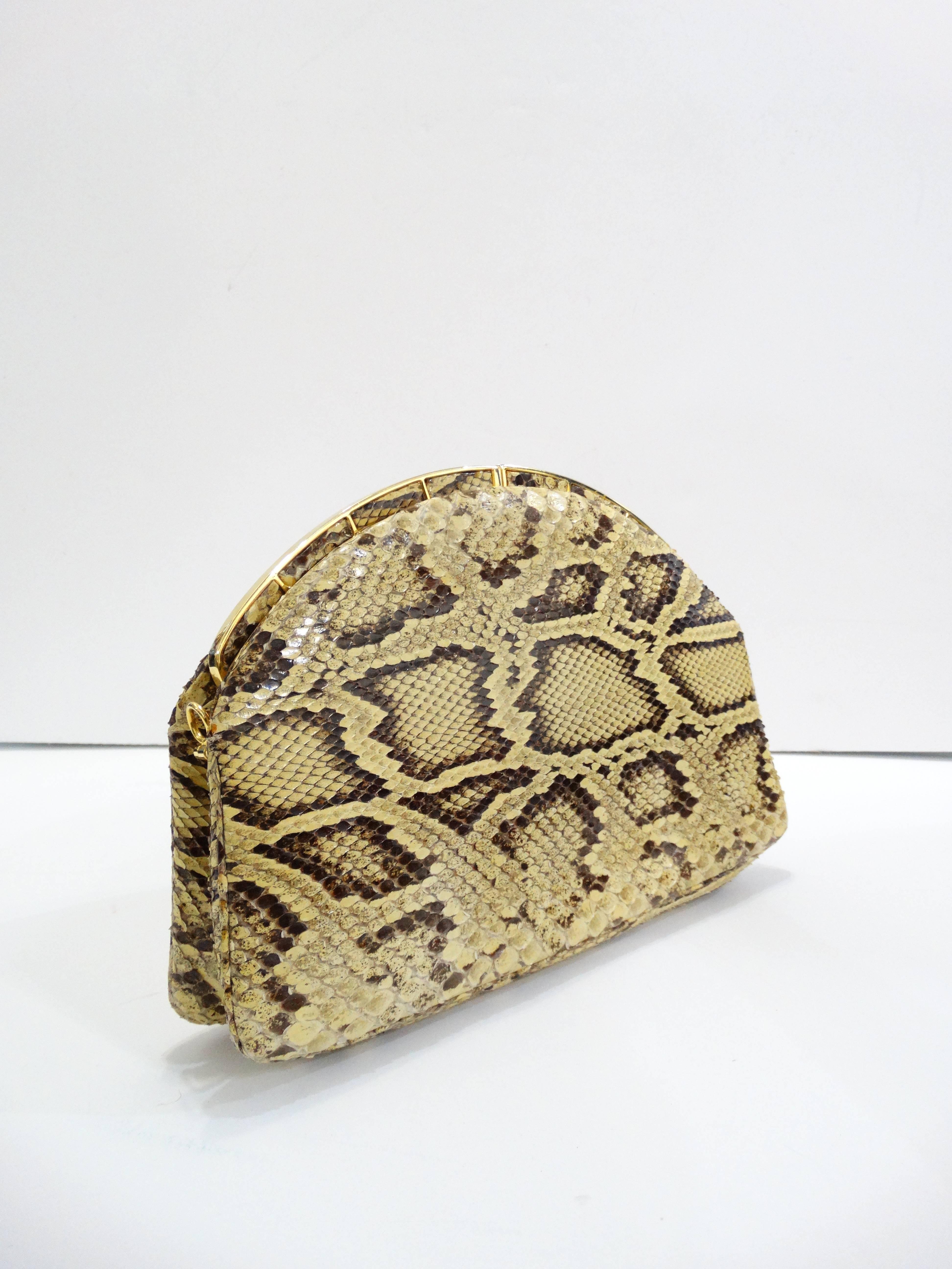 Beige Judith Leiber Python Snakeskin Evening Bag For Sale