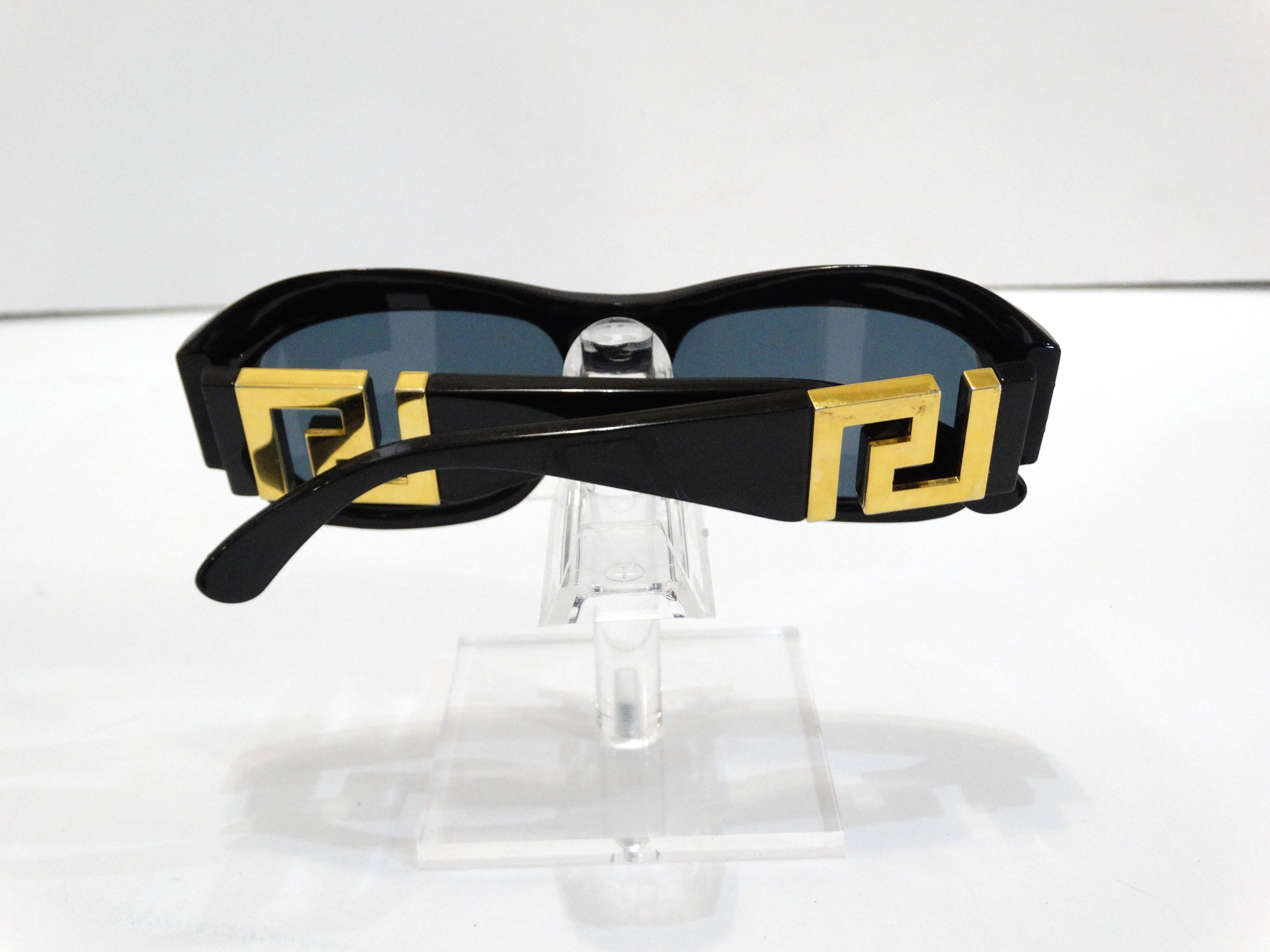 1990s Gianni Versace Greek Key Logo Sunglasses 1