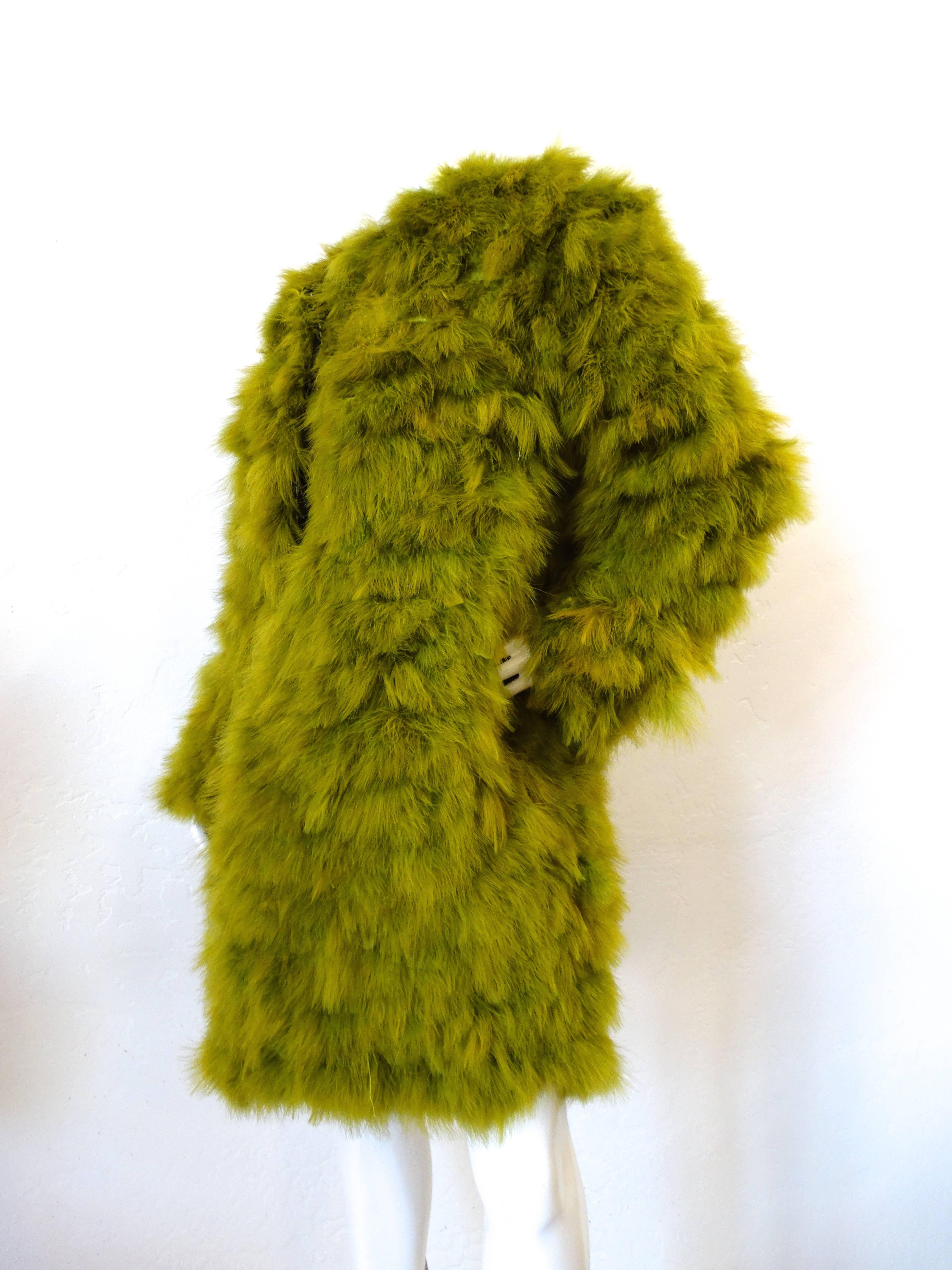 Brown 2006 Lanvin Ready-to-Wear Feathered Coat