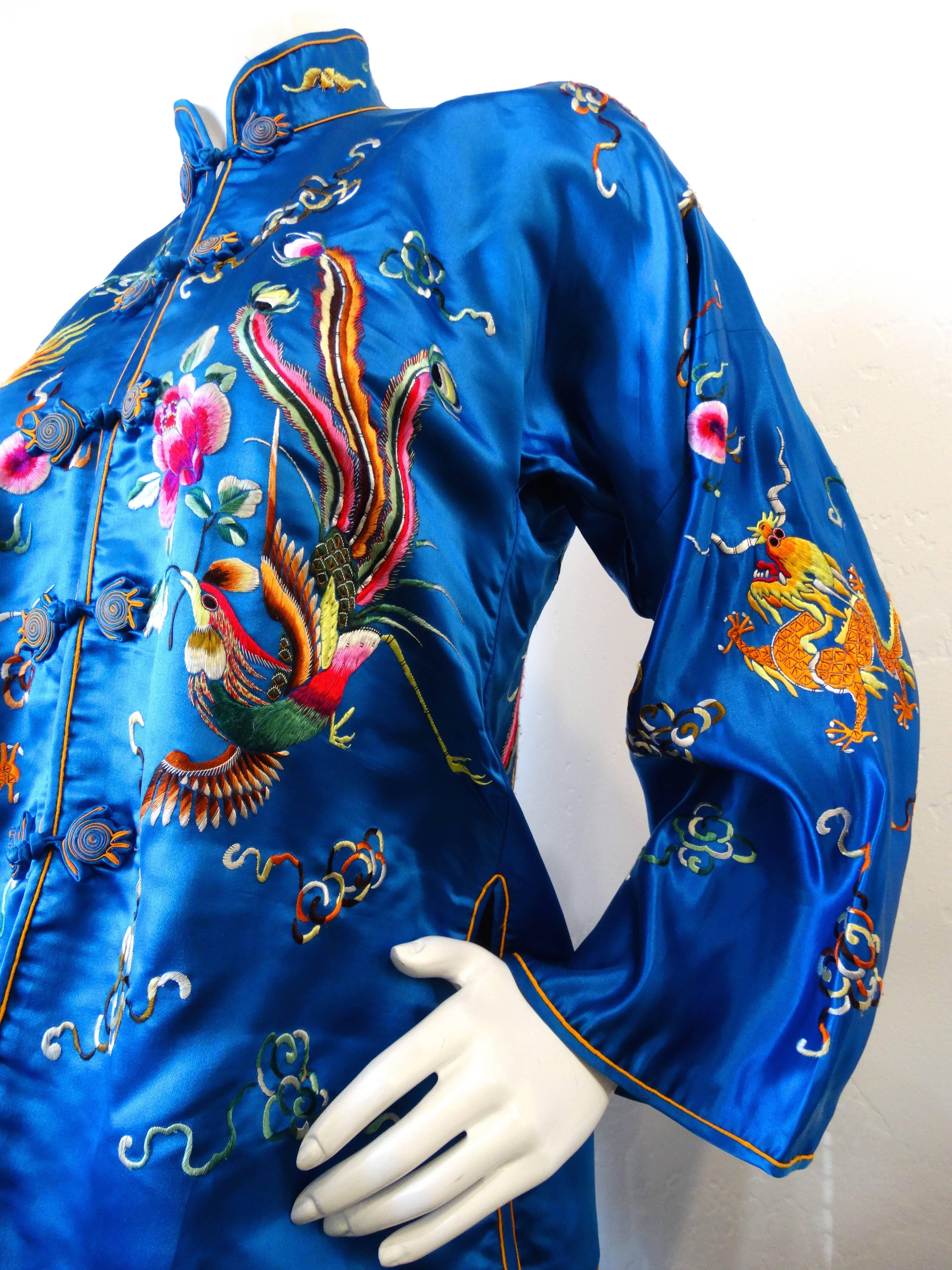 1940s Yang & Yin Embroidered Silk Pajama Set 1