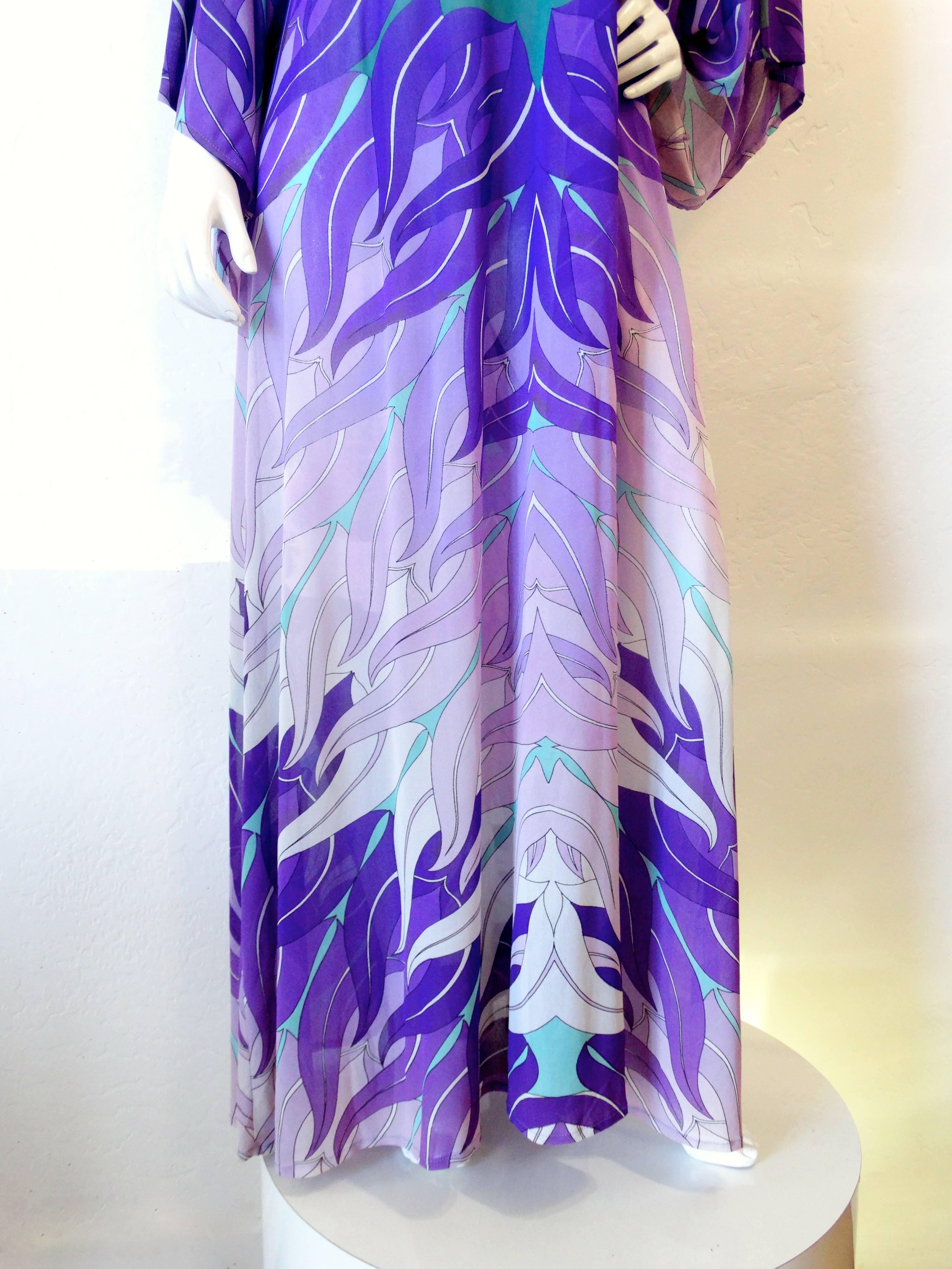1970's Gottex Kimono Sleeve Caftan Maxi Dress 2