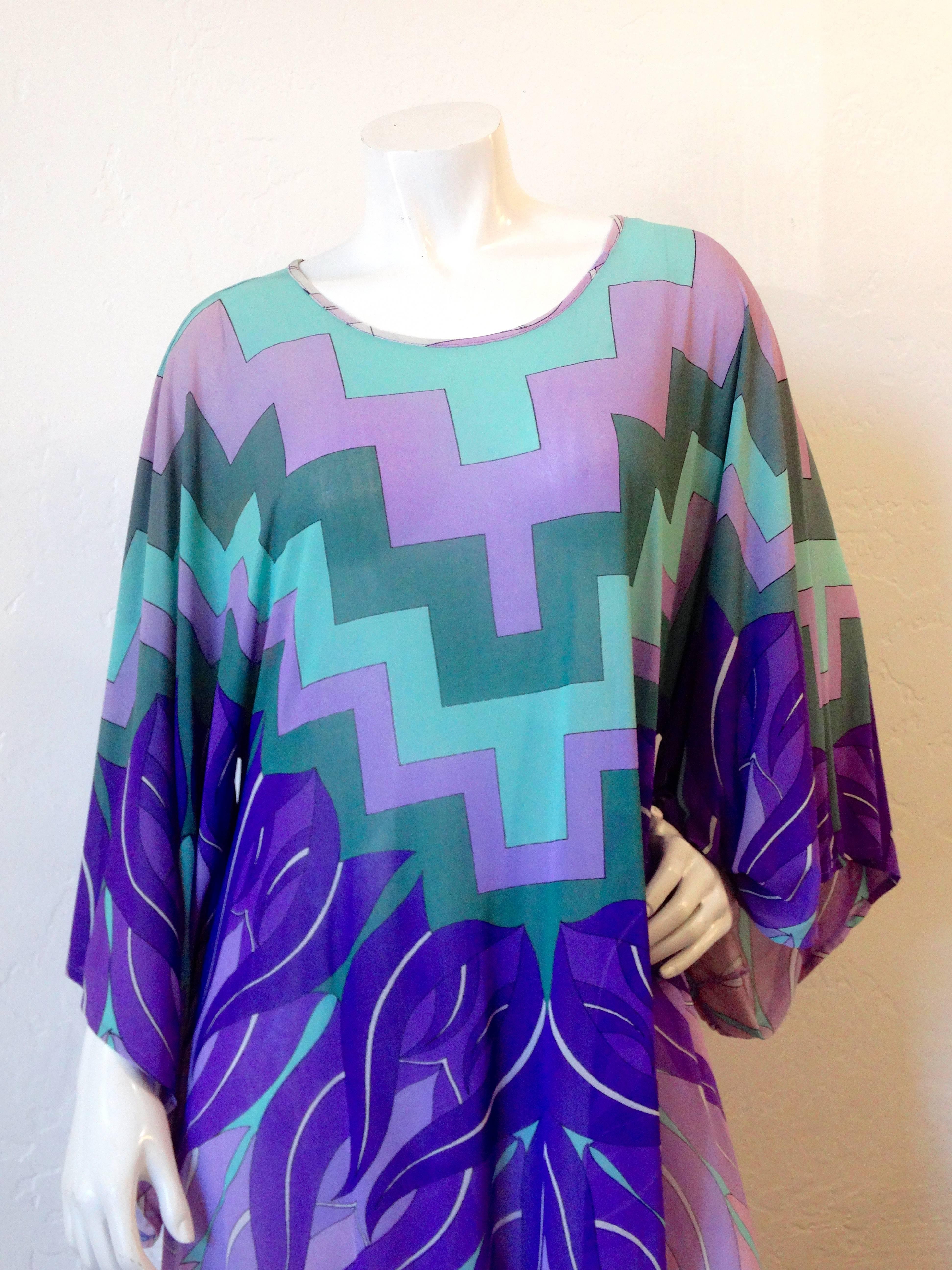 1970's Gottex Kimono Sleeve Caftan Maxi Dress 3