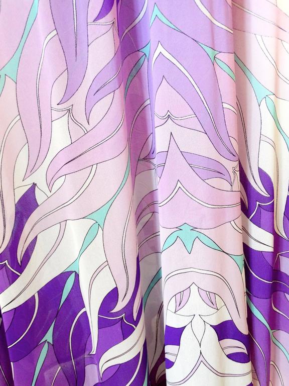 1970s Gottex Plunging Striped Wrap Caftan Dress