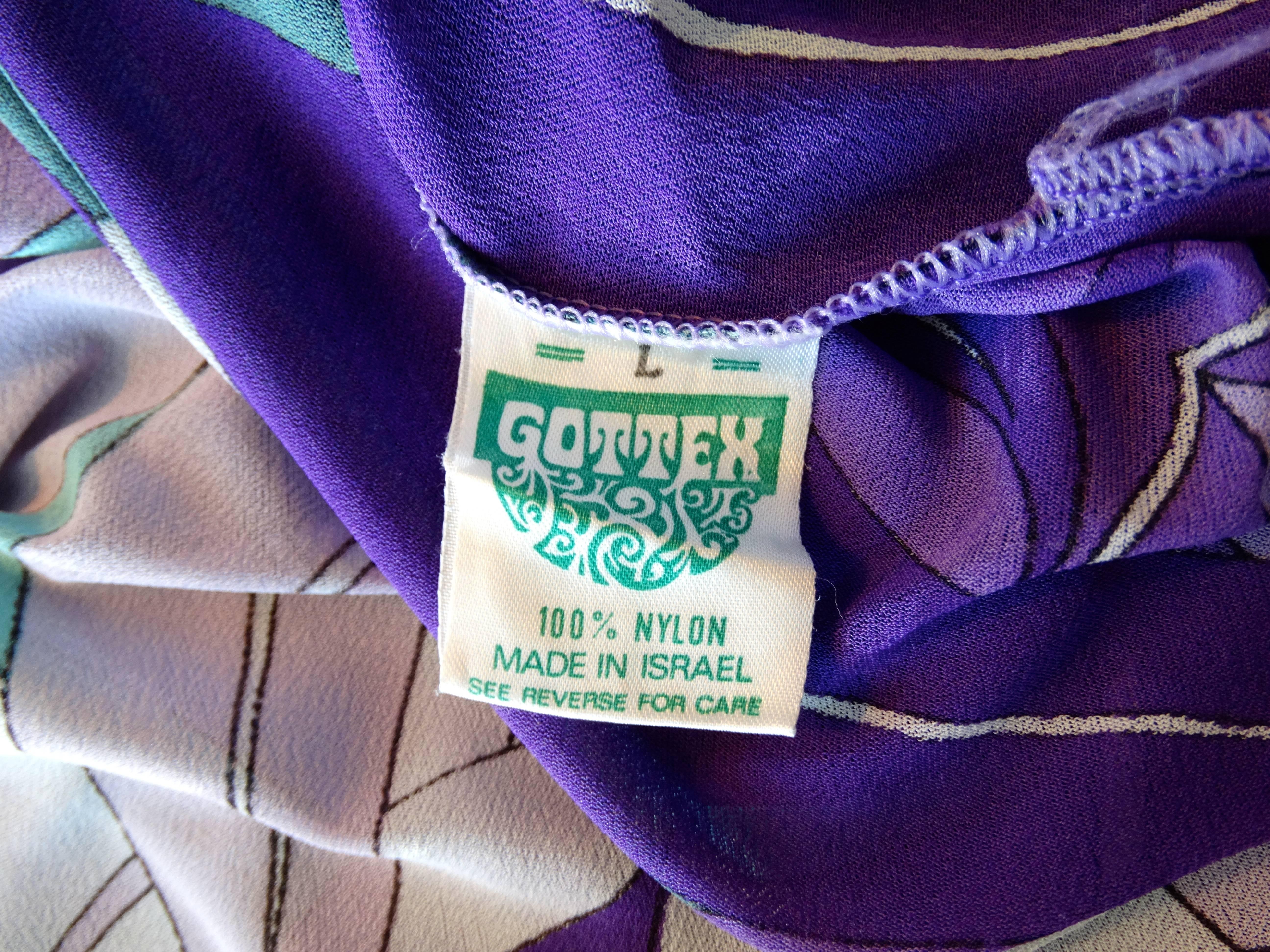 1970's Gottex Kimono Sleeve Caftan Maxi Dress 5