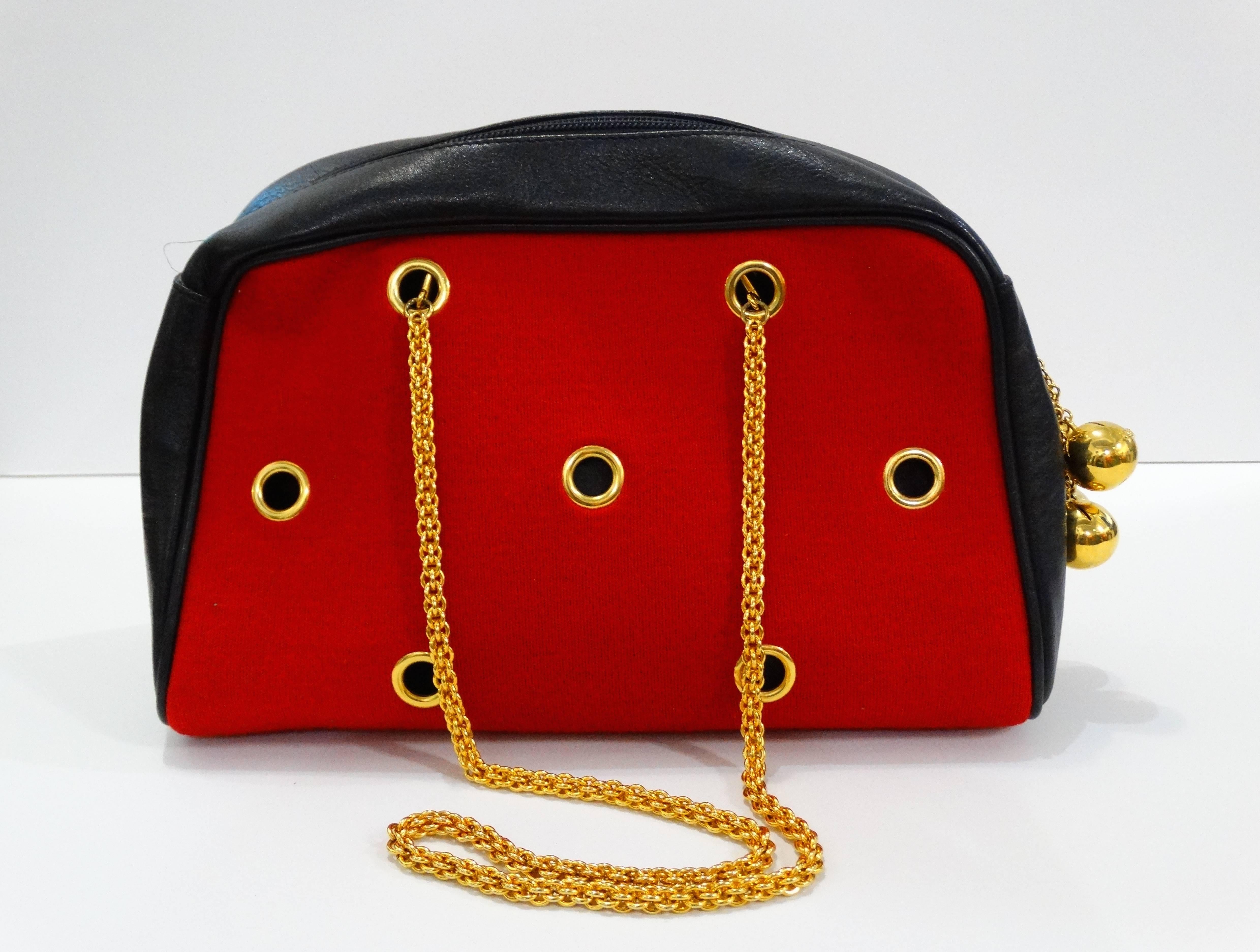 1980s Moschino Red Grommet Bag In Excellent Condition In Scottsdale, AZ