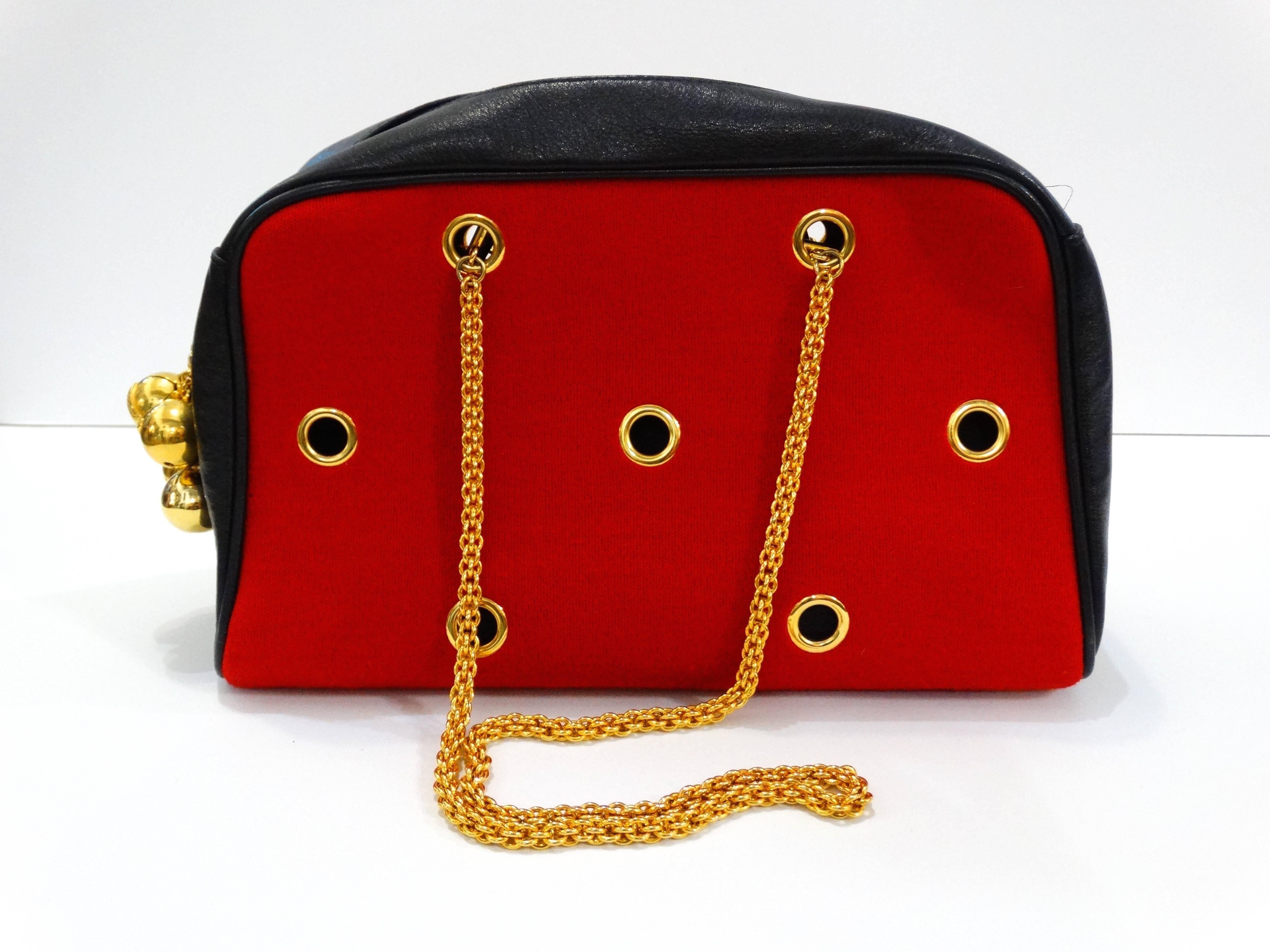 Women's or Men's 1980s Moschino Red Grommet Bag
