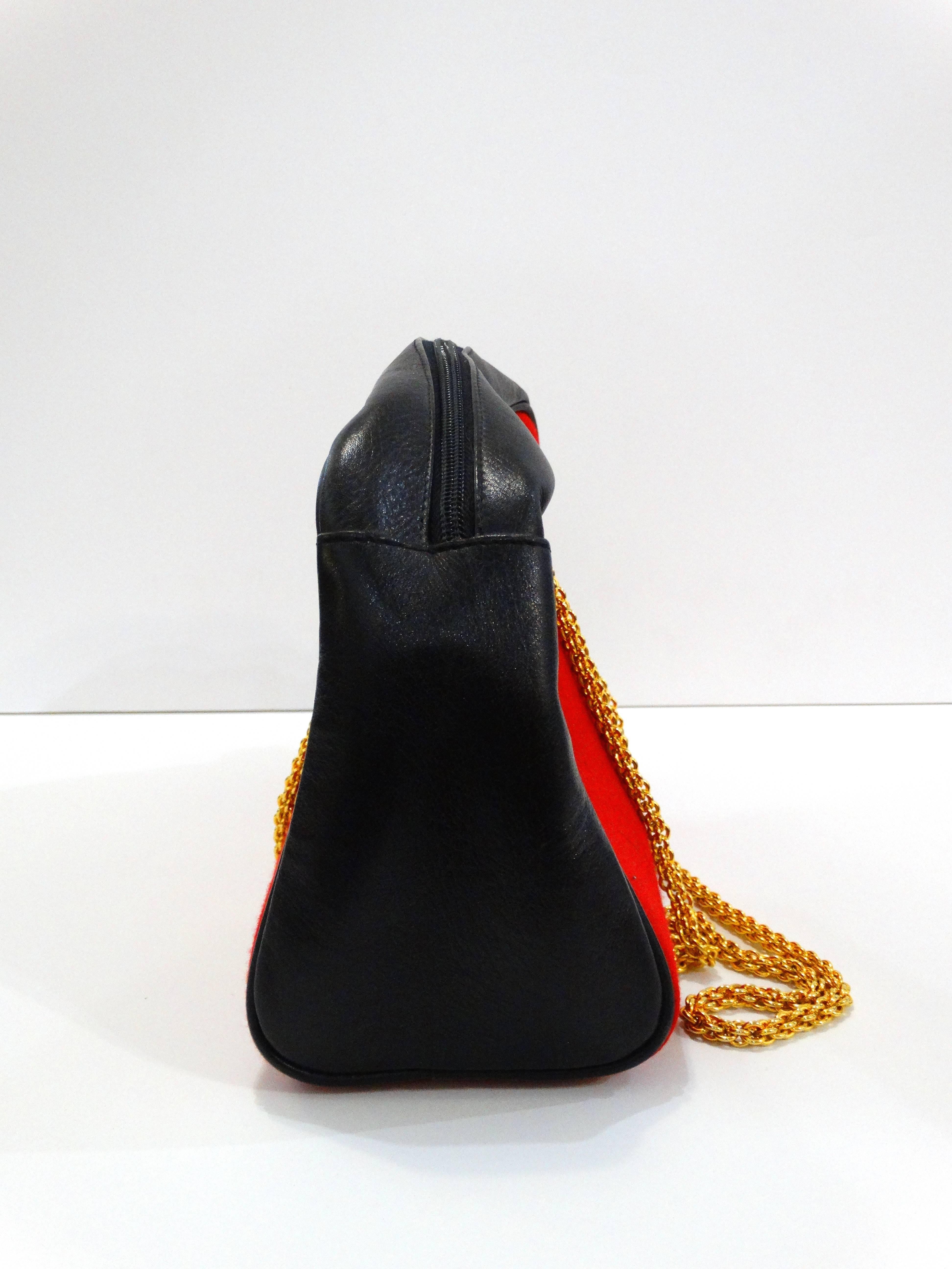 1980s Moschino Red Grommet Bag 2