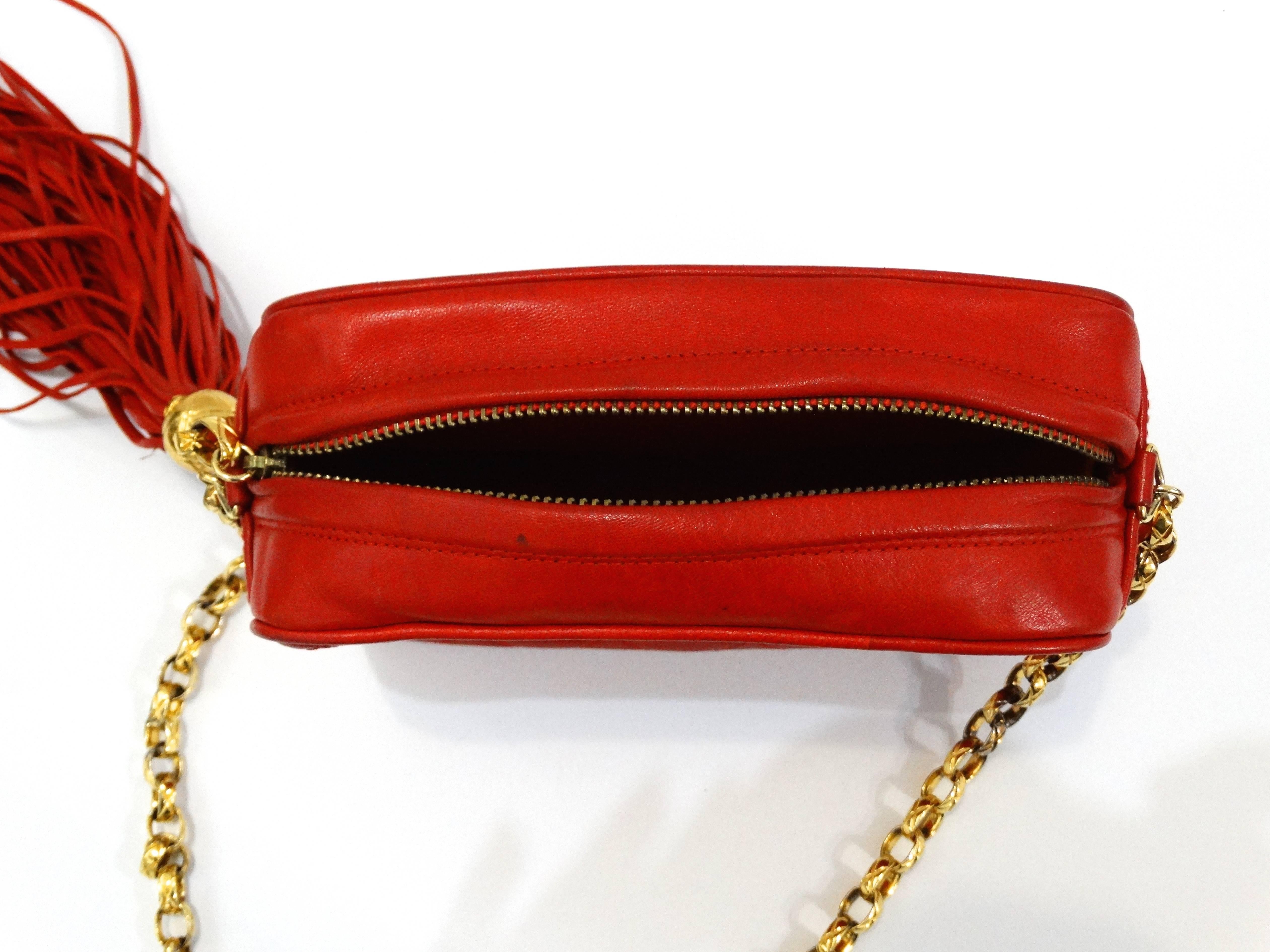 Chanel Lipstick Red Quilted Lambskin Camera Bag with Tassel  1