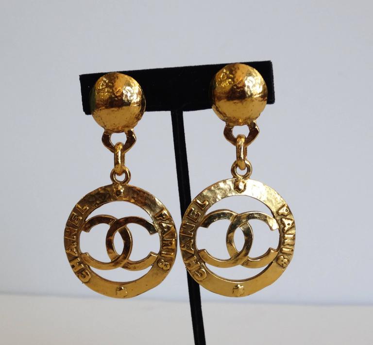 Iconic Chanel Hoop Earrings circa 1980s at 1stDibs | chanel hoops