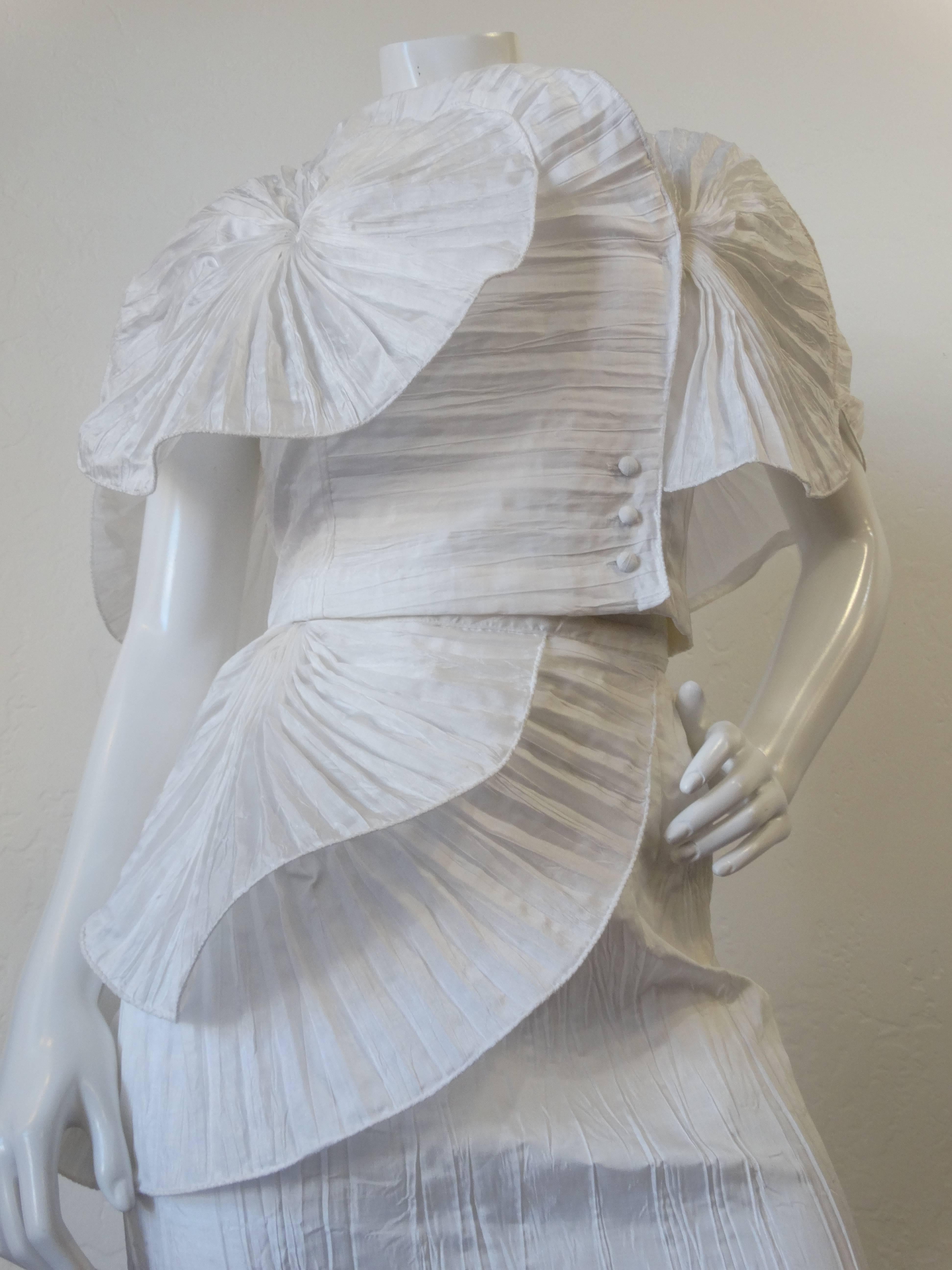 1980s Sculptural  Avant-garde Pleated Highwaist Skirt Set  In Excellent Condition In Scottsdale, AZ