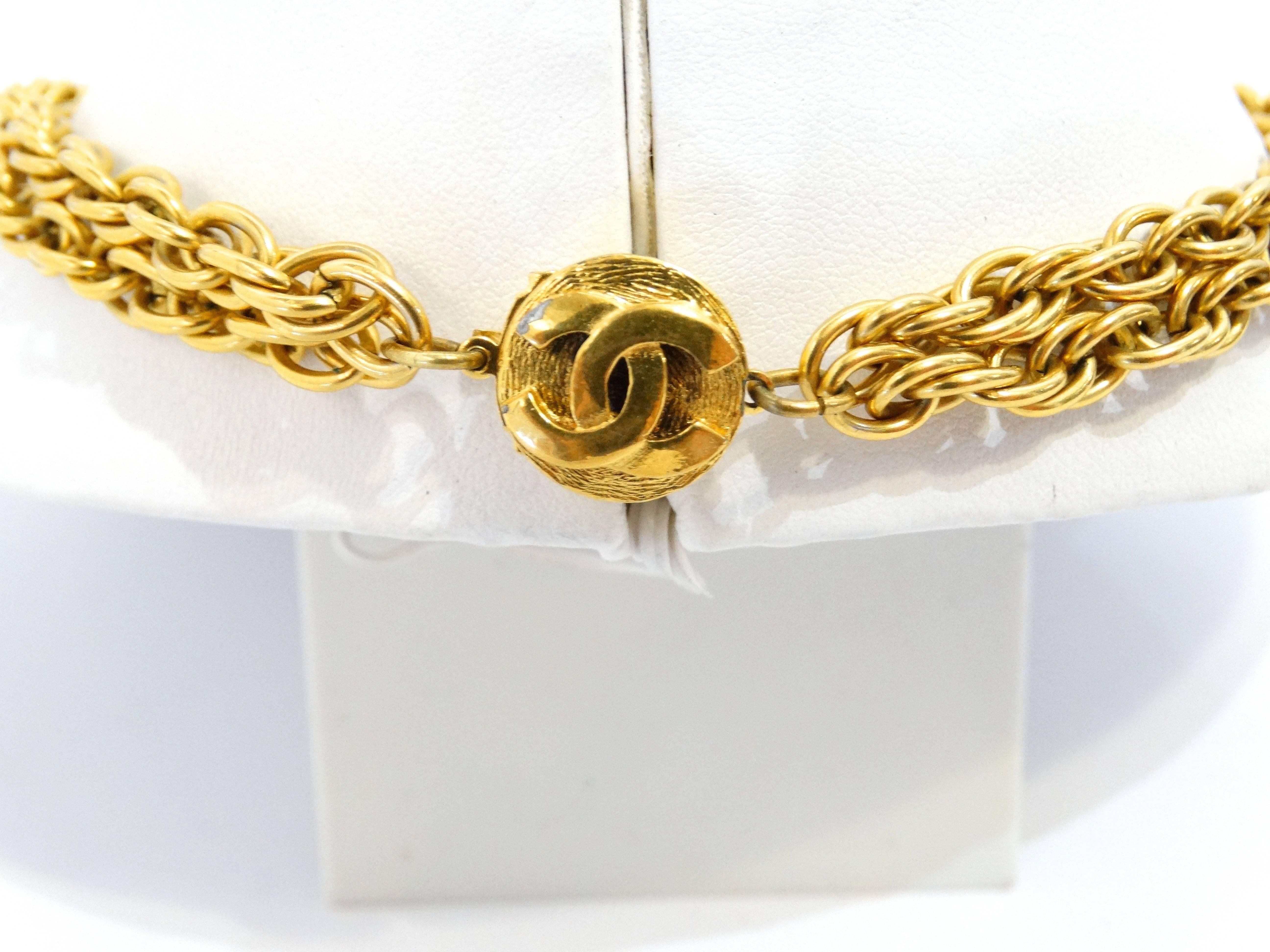 1980s Chanel Gold Logo Choker Necklace  2