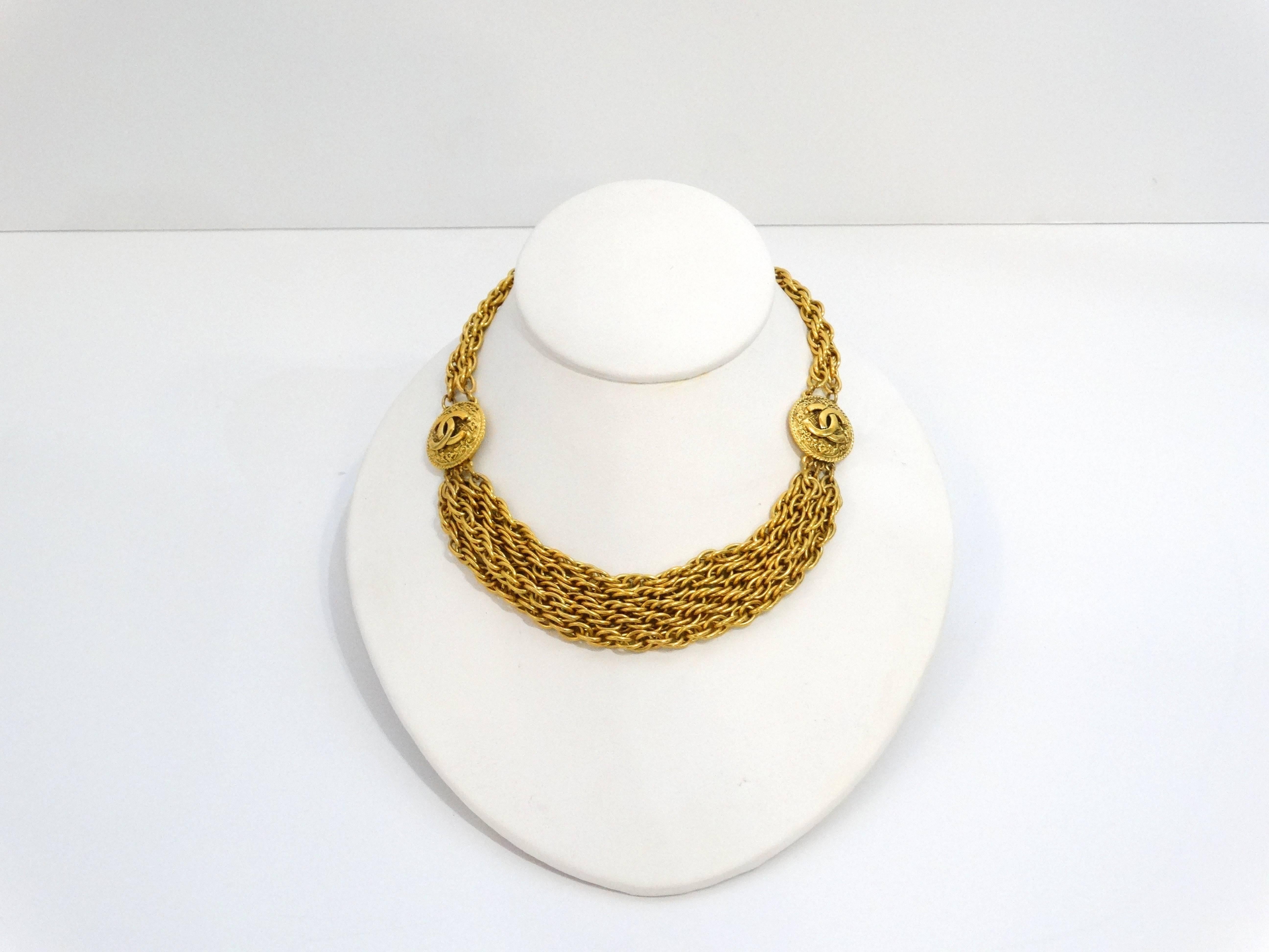 1980s Chanel Gold Logo Choker Necklace  3