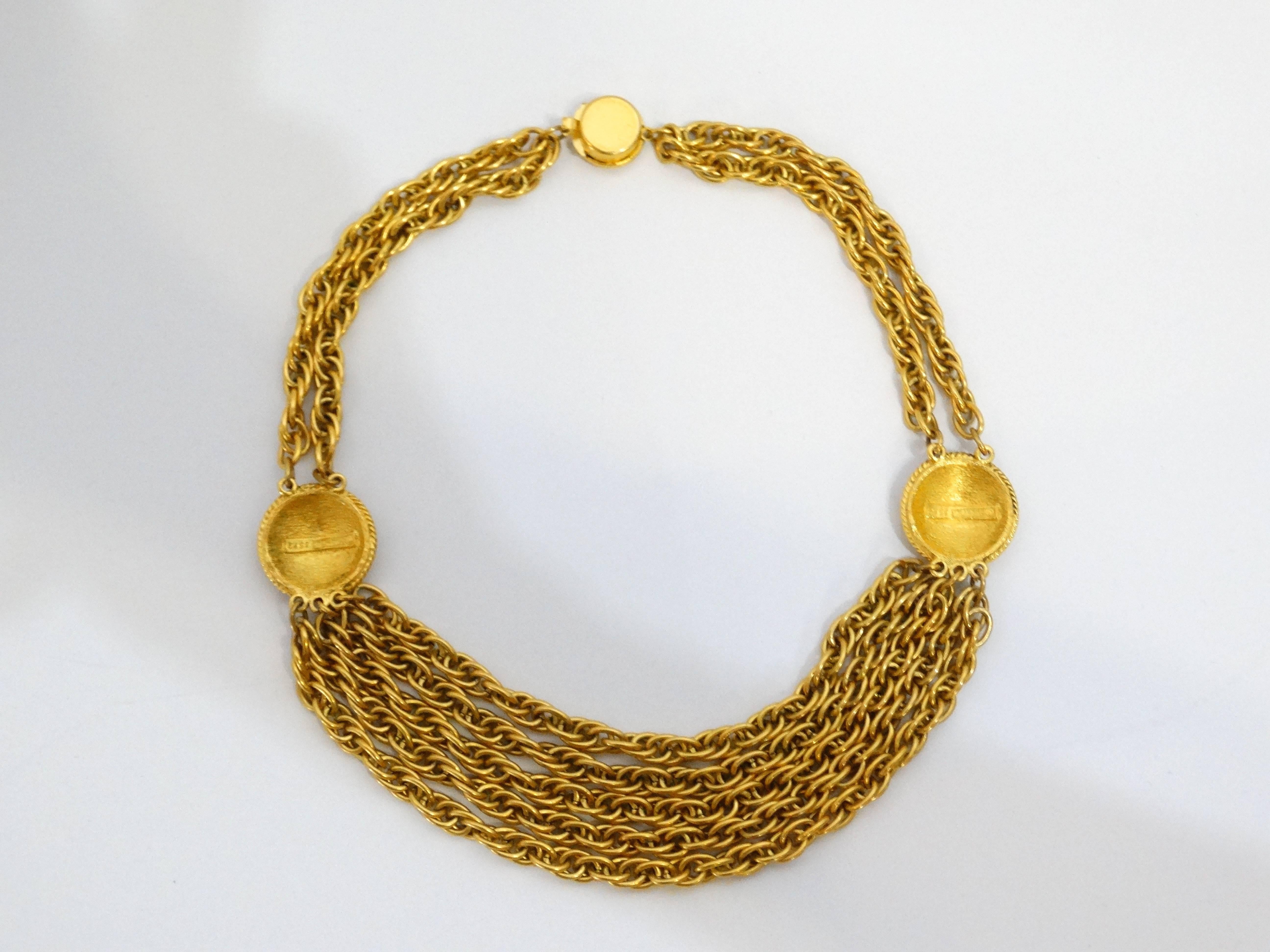 1980s Chanel Gold Logo Choker Necklace  1