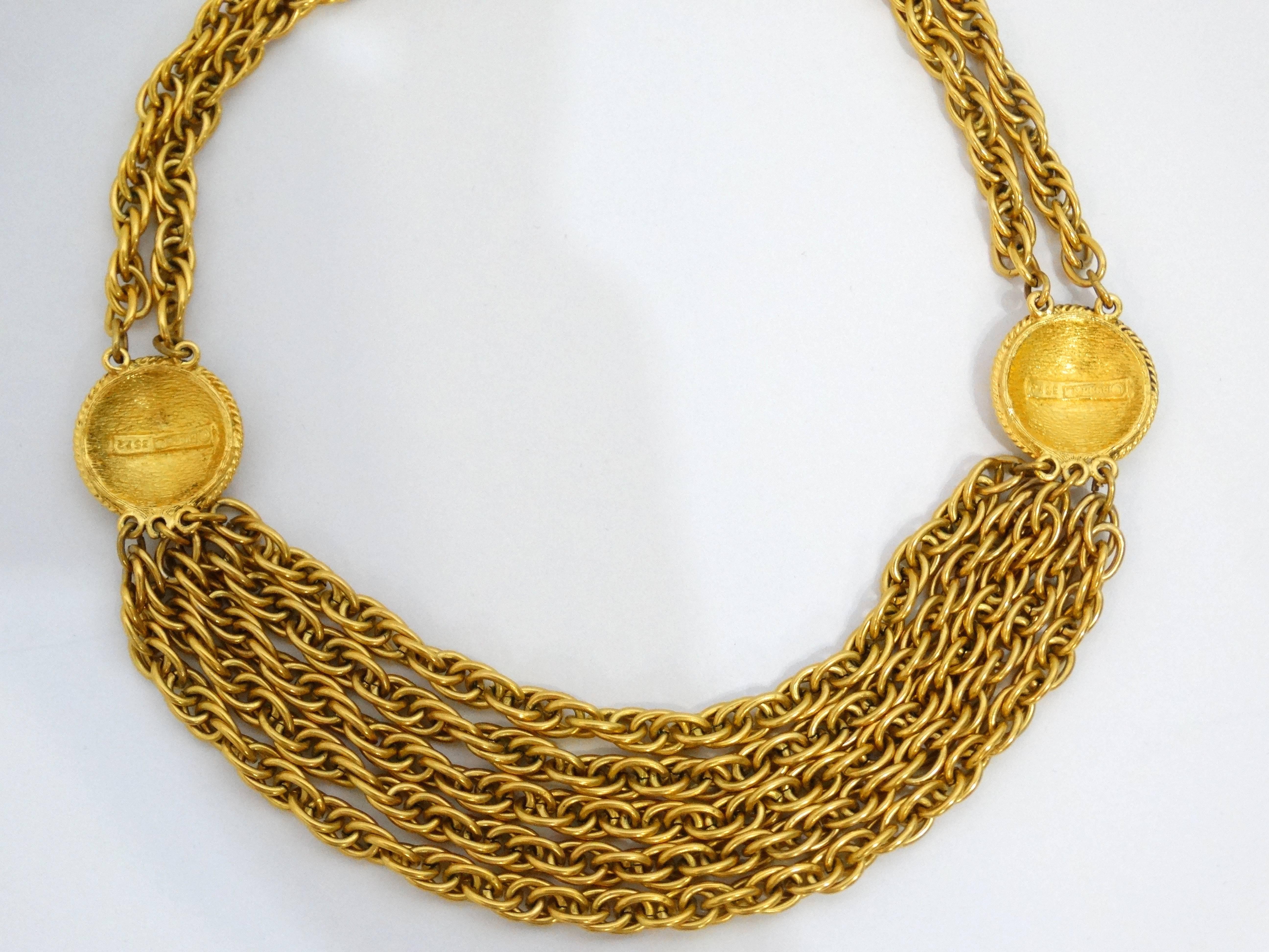 Women's 1980s Chanel Gold Logo Choker Necklace 