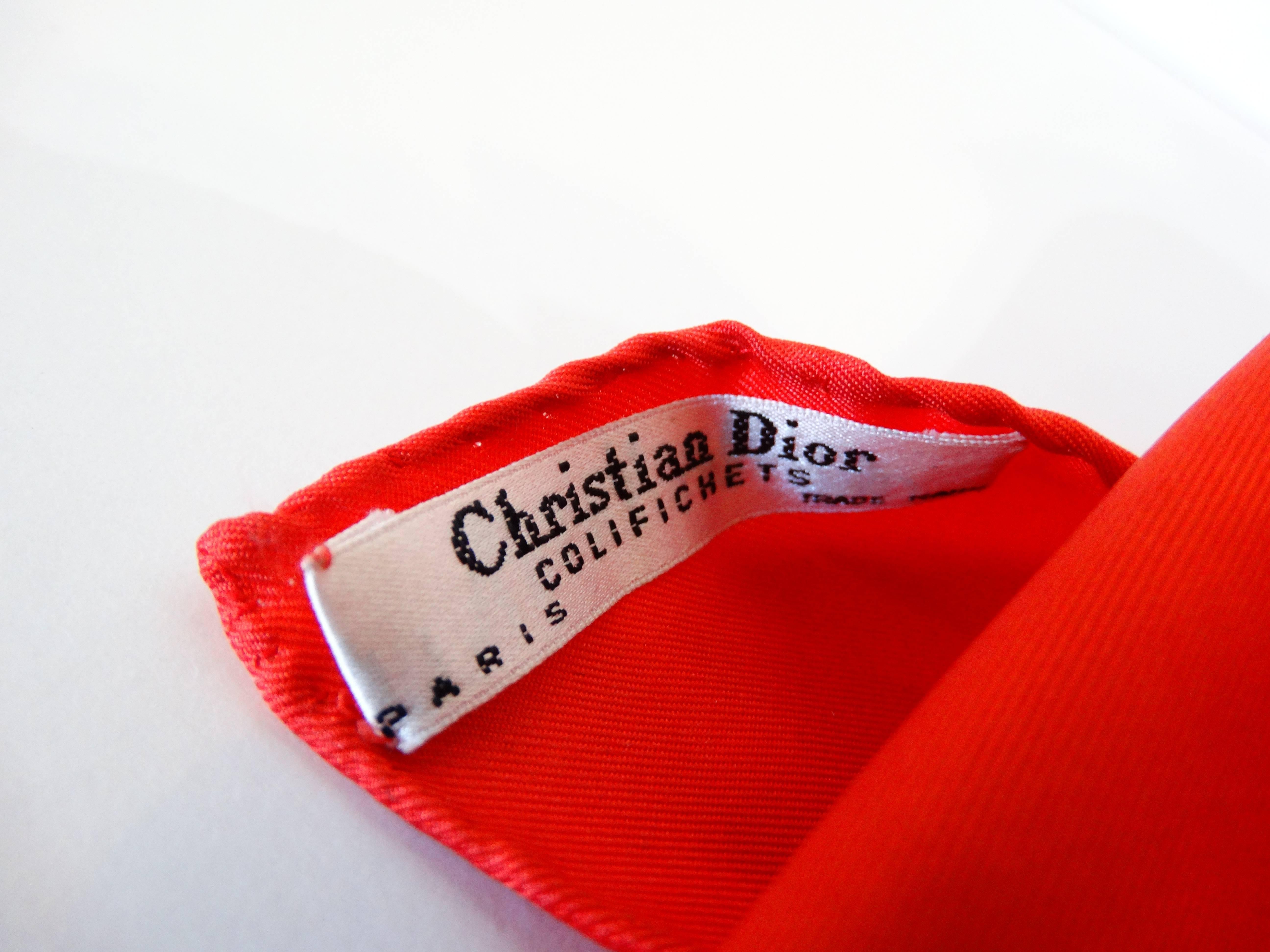 1980s Christian Dior Logo Red Monogram Print Scarf In Excellent Condition In Scottsdale, AZ