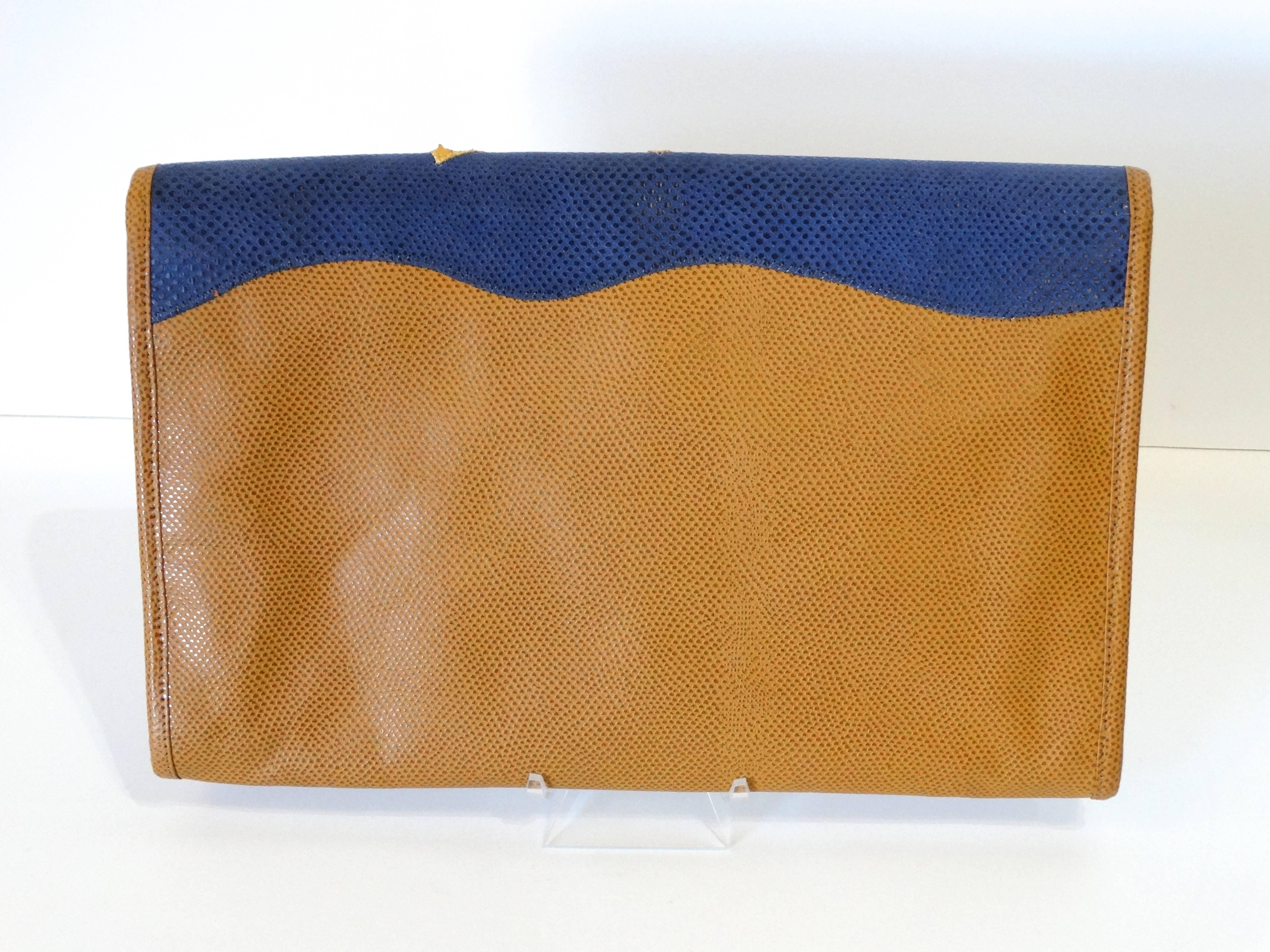 Women's or Men's 1980s CARLOS FALCHI Leather Snake Clutch 