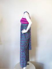 1970s Robert David Morton Floral Maxi Gown and Scarf Set